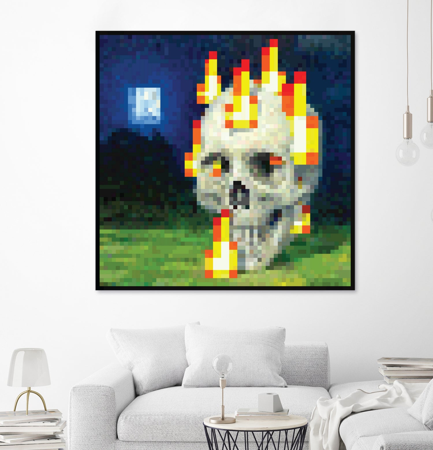 Minecraft Painting Skull on Fire by Javier Arrarte on GIANT ART - black game design