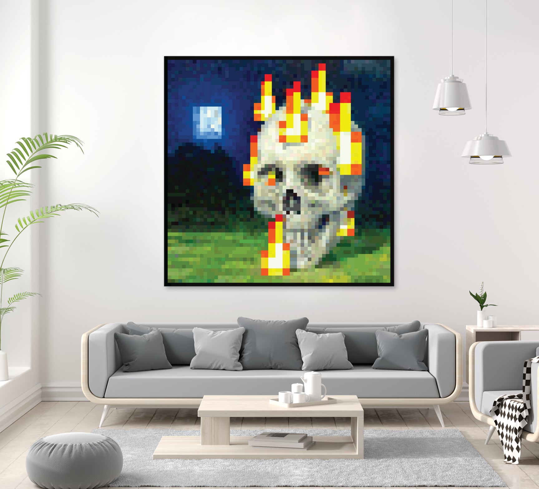 Minecraft Painting Skull on Fire by Javier Arrarte on GIANT ART - black game design