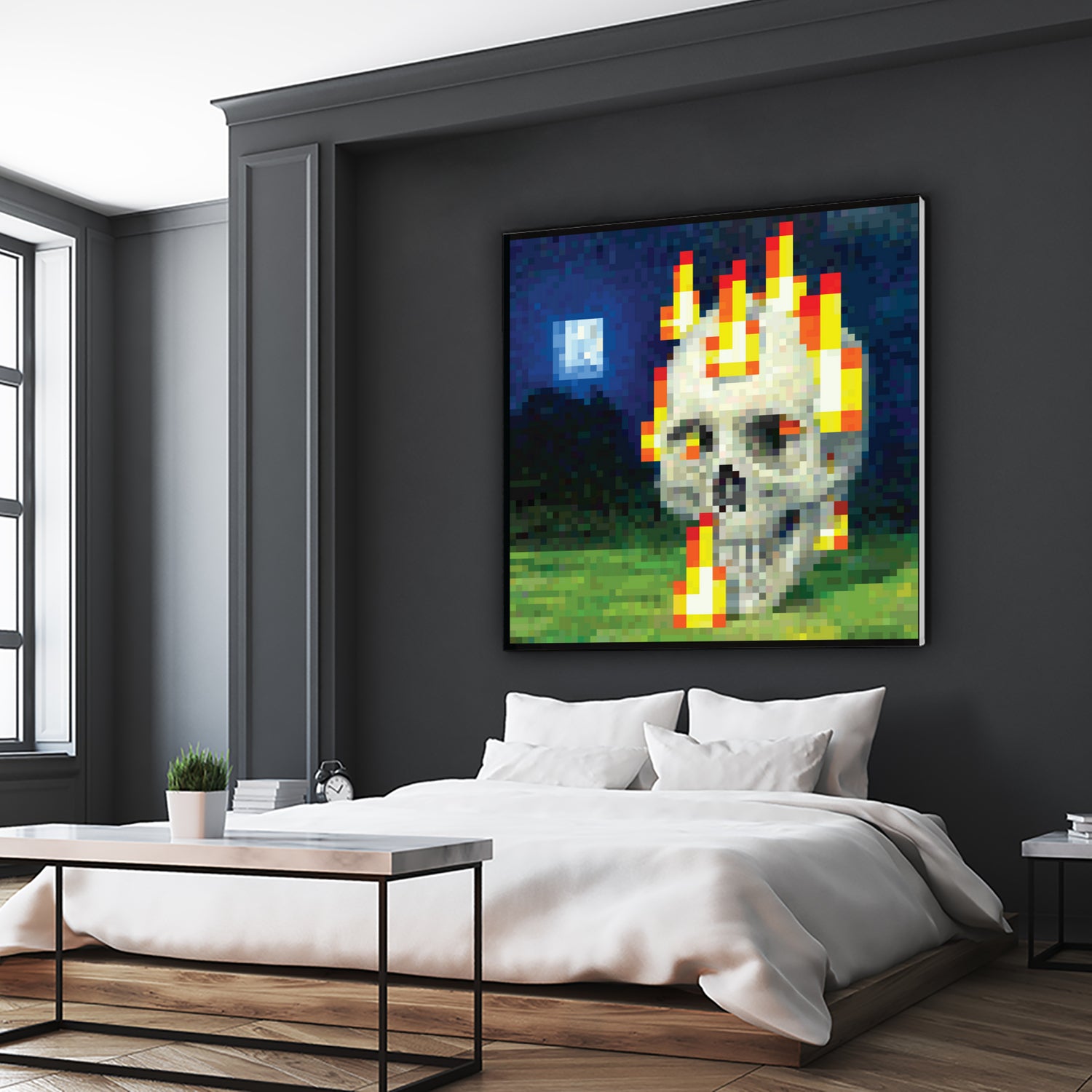 Minecraft Painting Skull on Fire by Javier Arrarte on GIANT ART - black game design