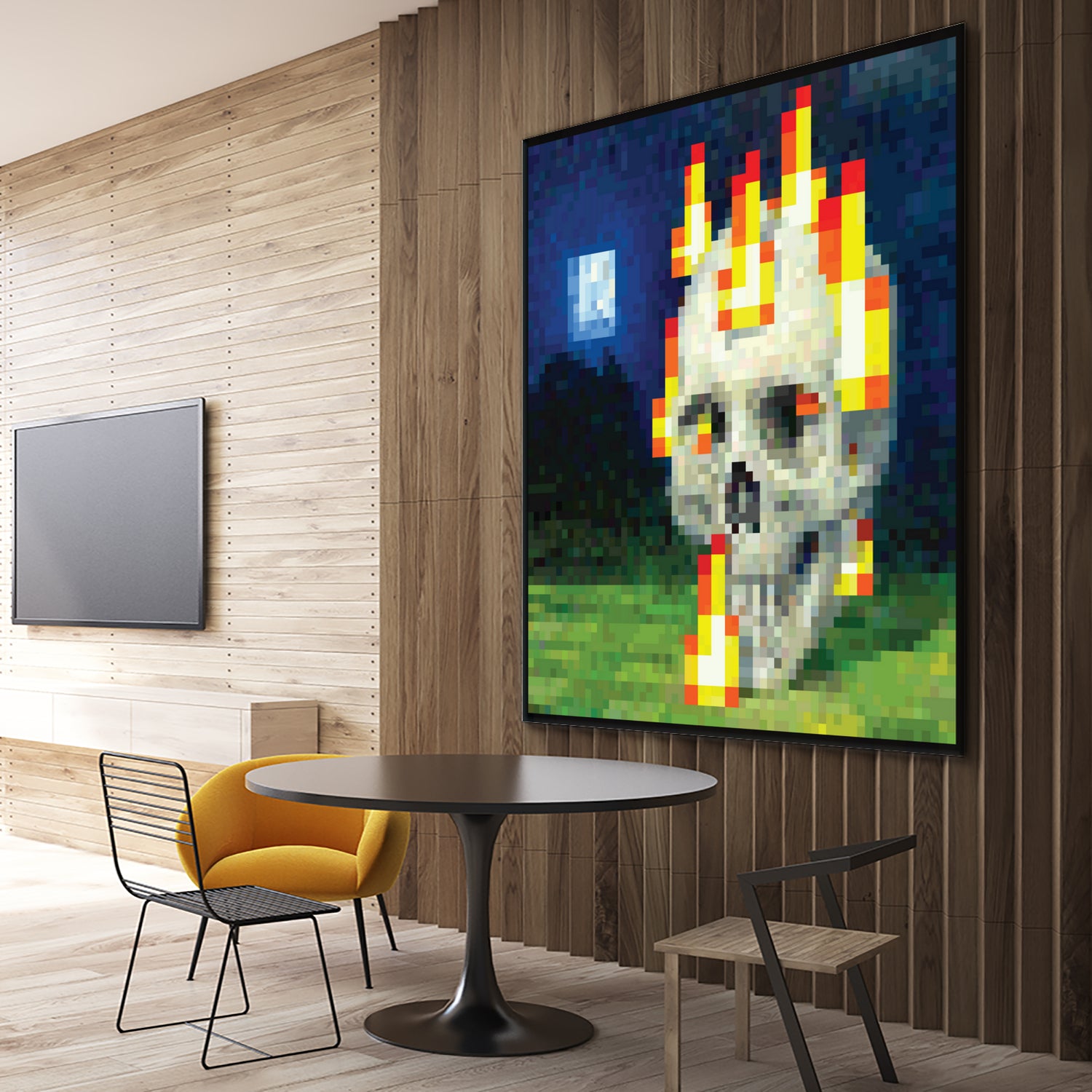 Minecraft Painting Skull on Fire by Javier Arrarte on GIANT ART - black game design