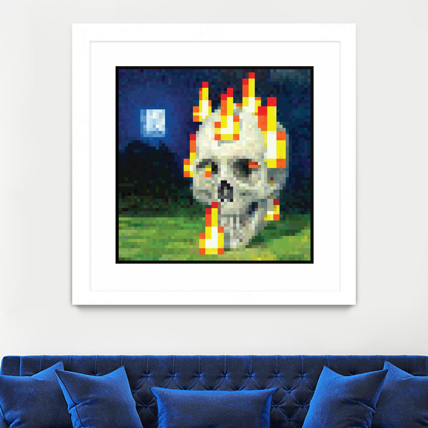 Minecraft Painting Skull on Fire by Javier Arrarte on GIANT ART - black game design