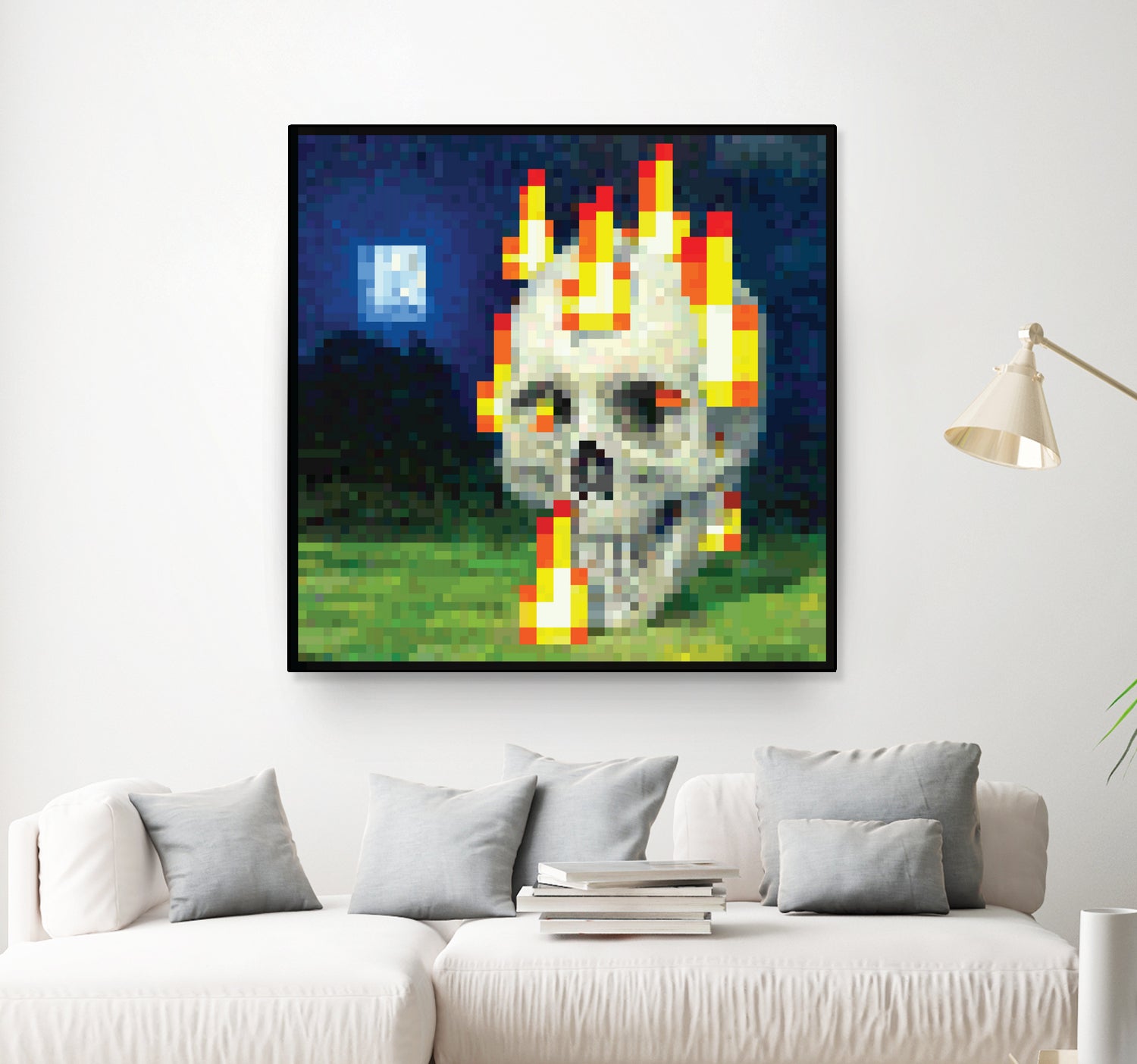 Minecraft Painting Skull on Fire by Javier Arrarte on GIANT ART - black game design