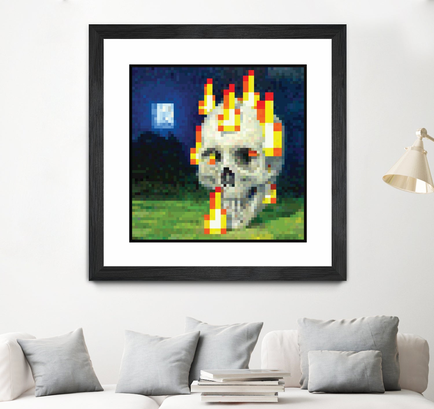 Minecraft Painting Skull on Fire by Javier Arrarte on GIANT ART - black game design