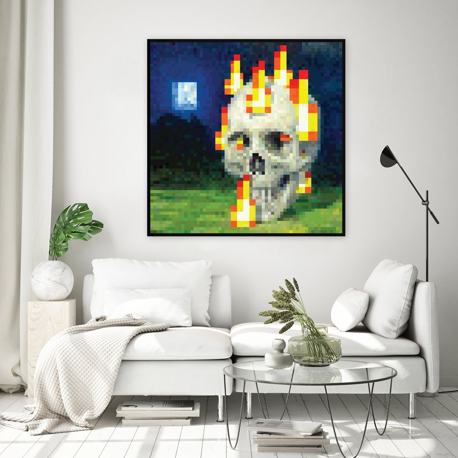 Minecraft Painting Skull on Fire by Javier Arrarte on GIANT ART - black game design