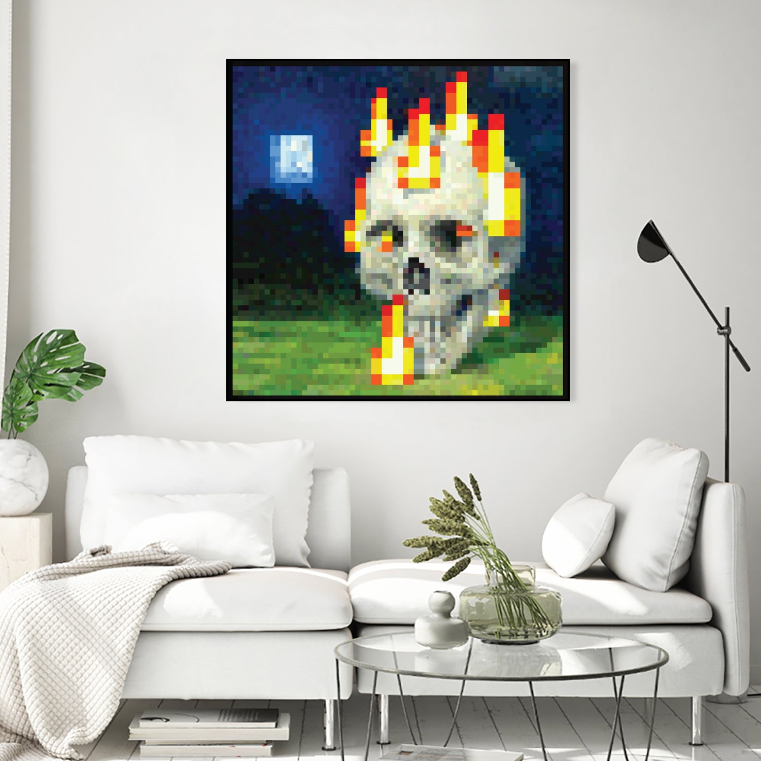 Minecraft Painting Skull on Fire by Javier Arrarte on GIANT ART - black game design