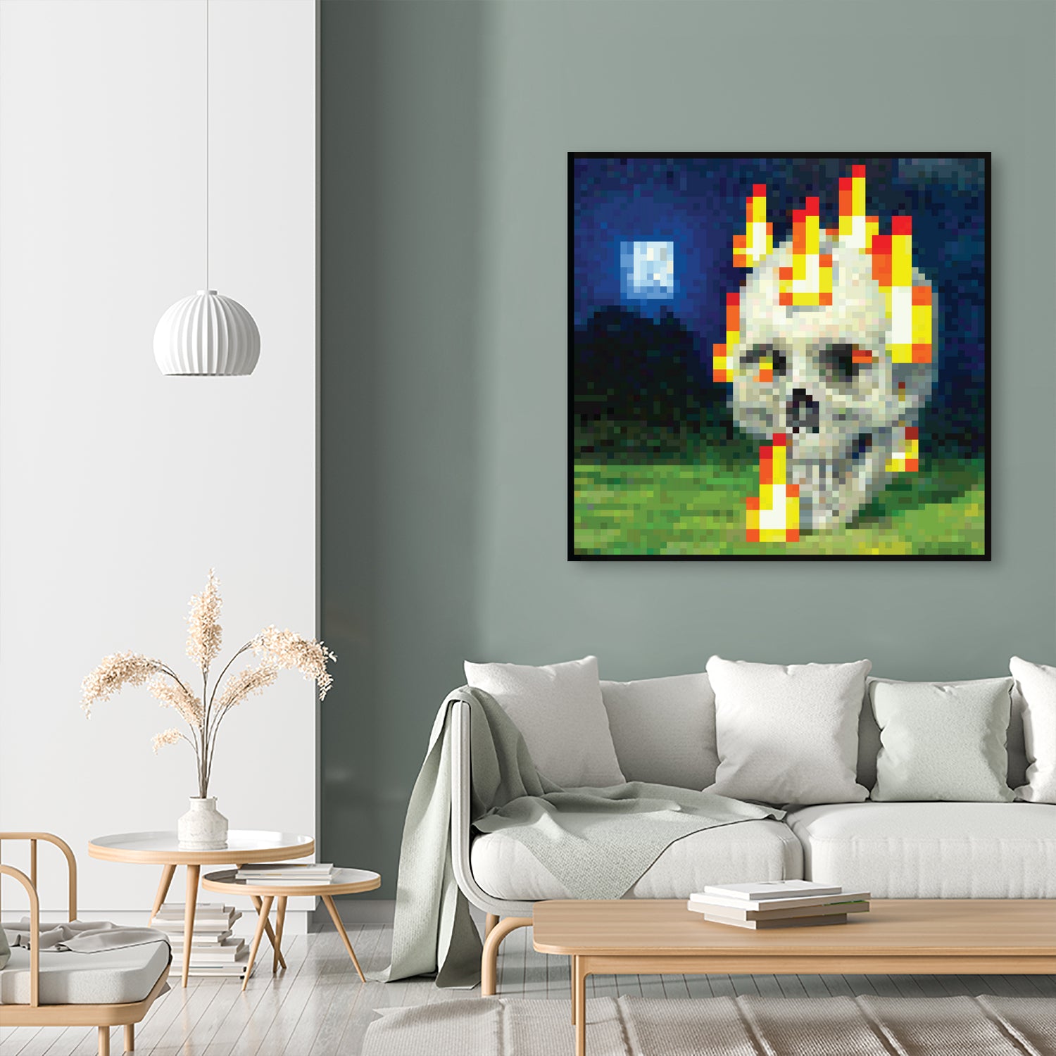 Minecraft Painting Skull on Fire by Javier Arrarte on GIANT ART - black game design