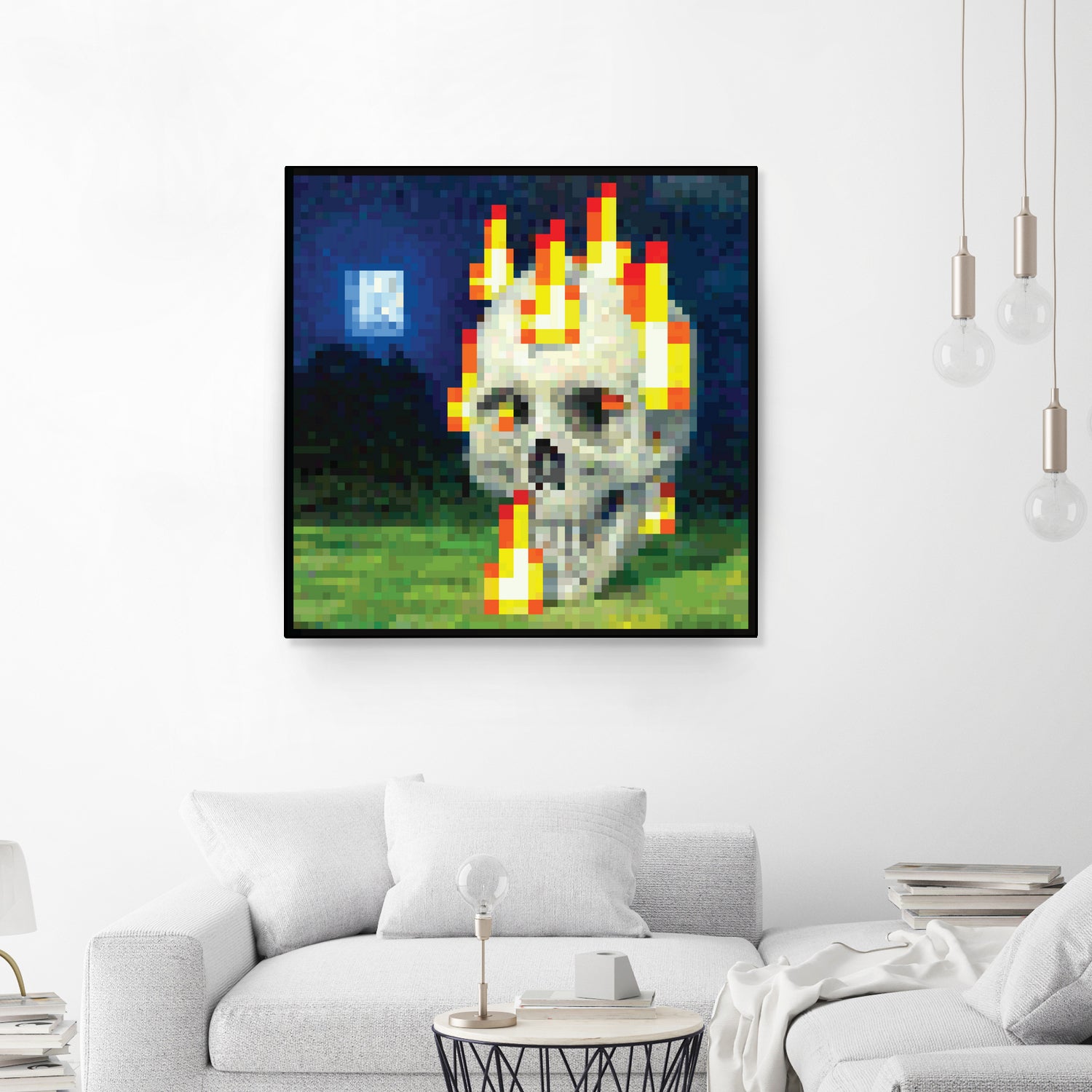 Minecraft Painting Skull on Fire by Javier Arrarte on GIANT ART - black game design