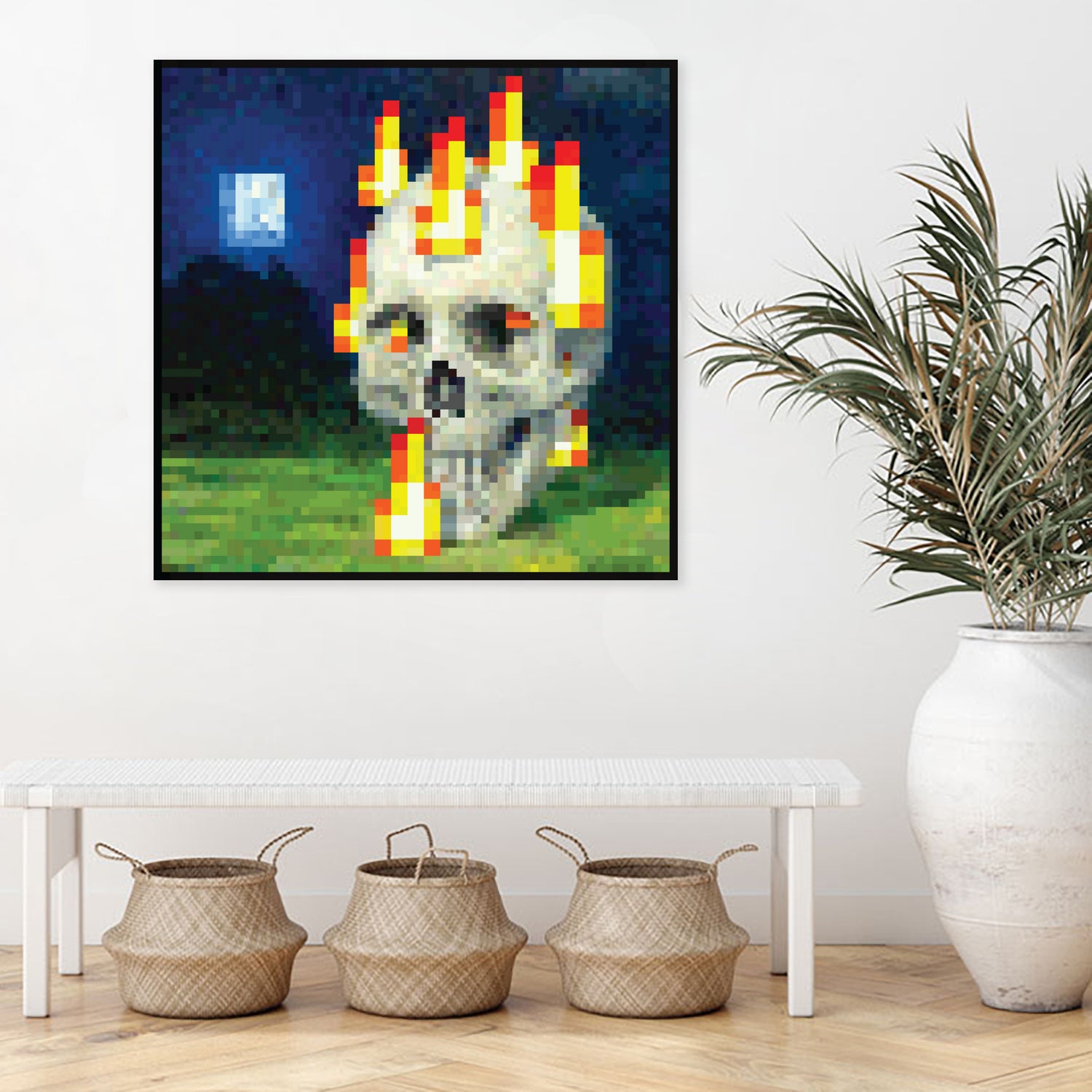 Minecraft Painting Skull on Fire by Javier Arrarte on GIANT ART - black game design