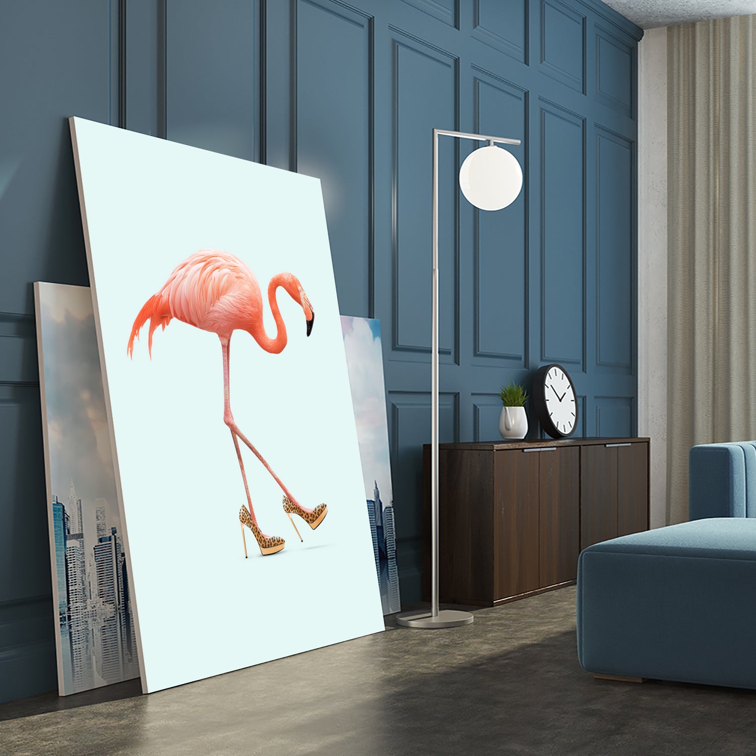 Fancy Flamingo by Jonas Loose on GIANT ART - blue photo manipulation