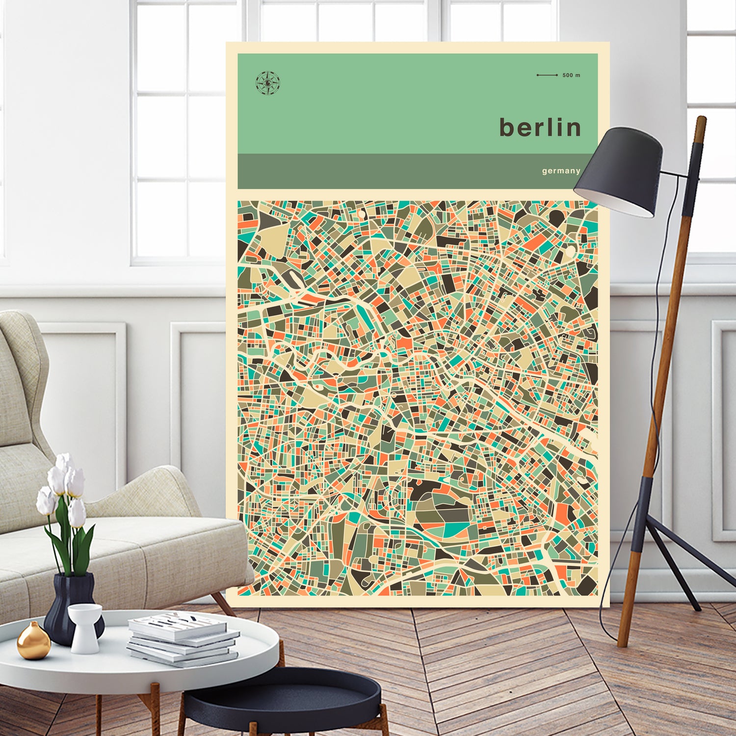 Berlin Map by Jazzberry Blue on GIANT ART - pink vector illustration