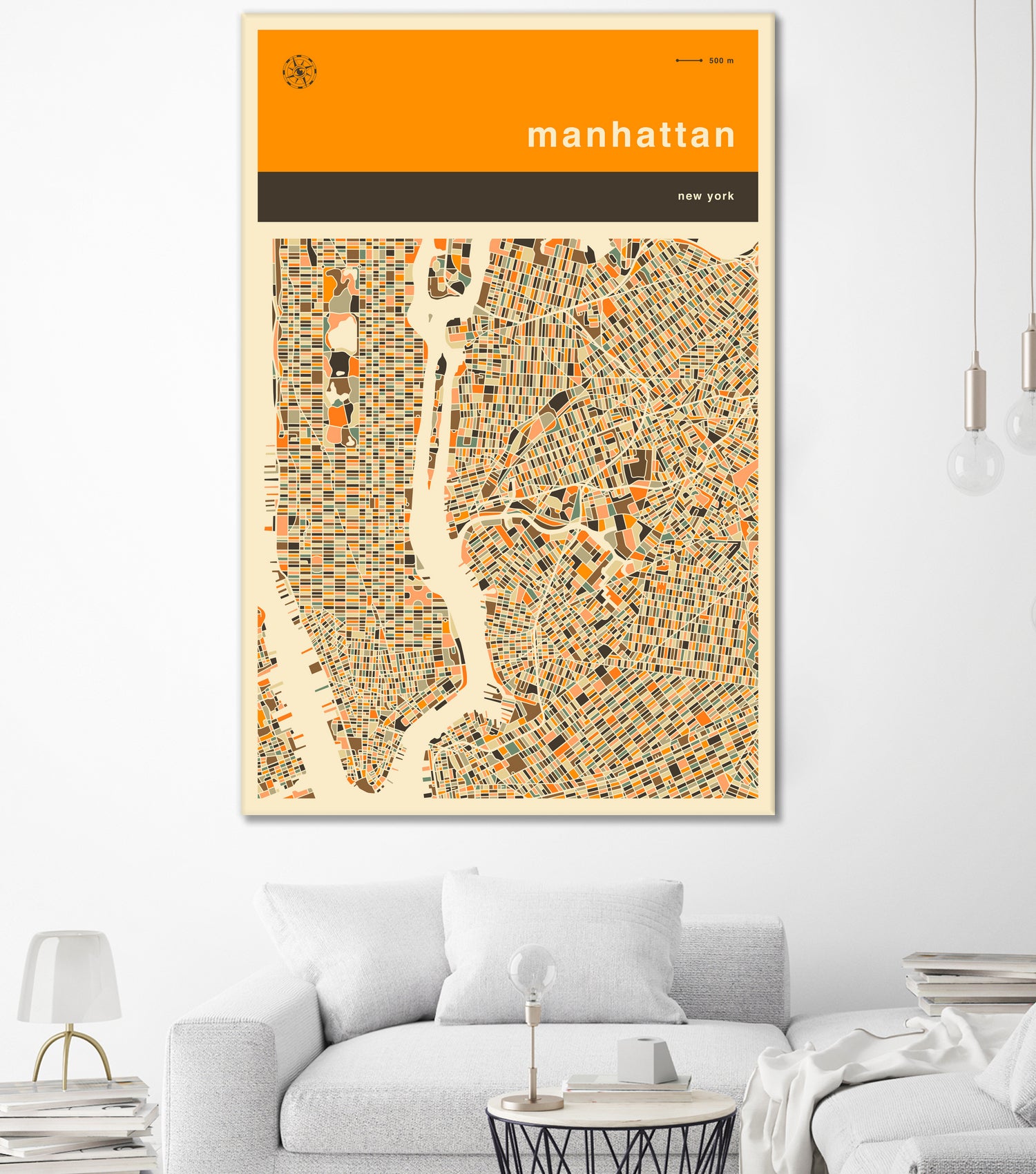 Manhattan Map by Jazzberry Blue on GIANT ART - orange vector illustration