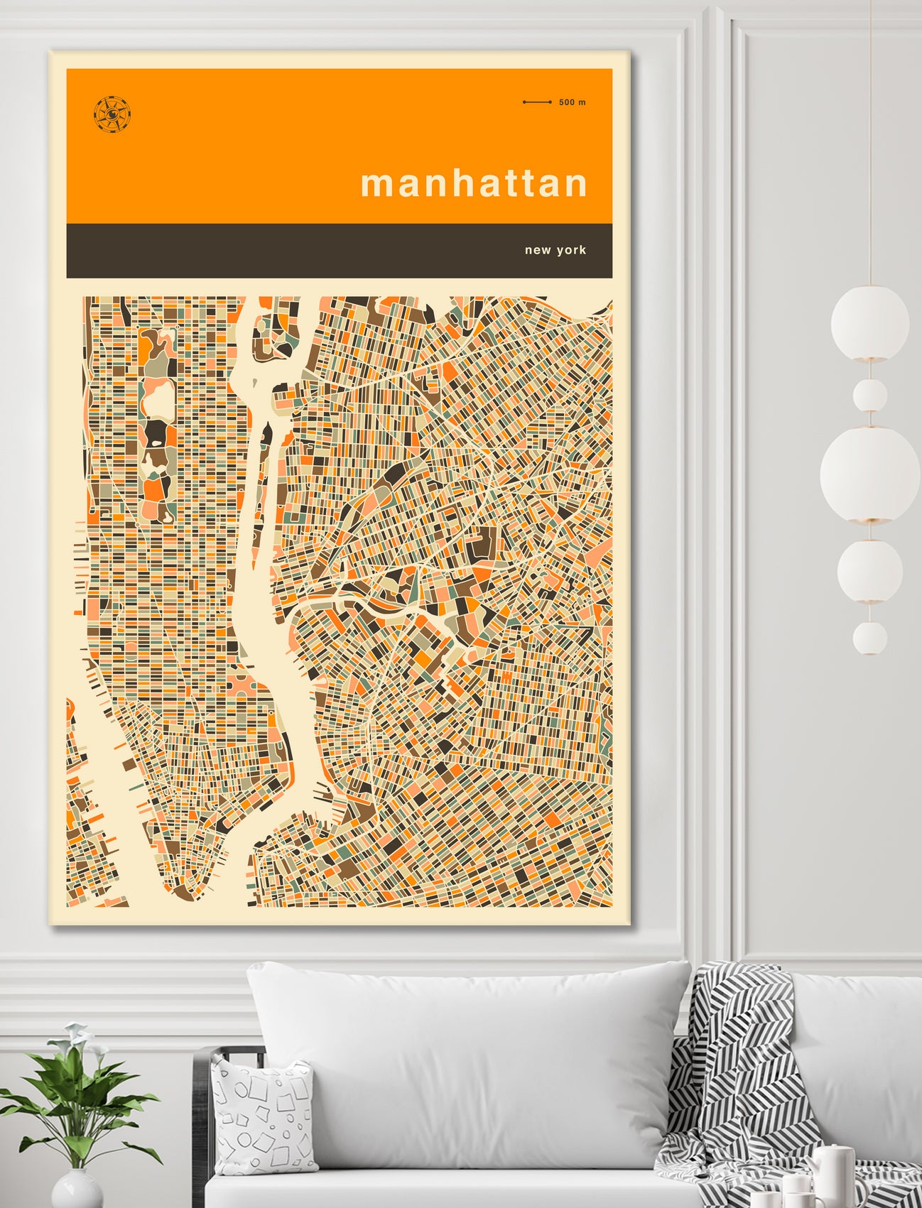 Manhattan Map by Jazzberry Blue on GIANT ART - orange vector illustration