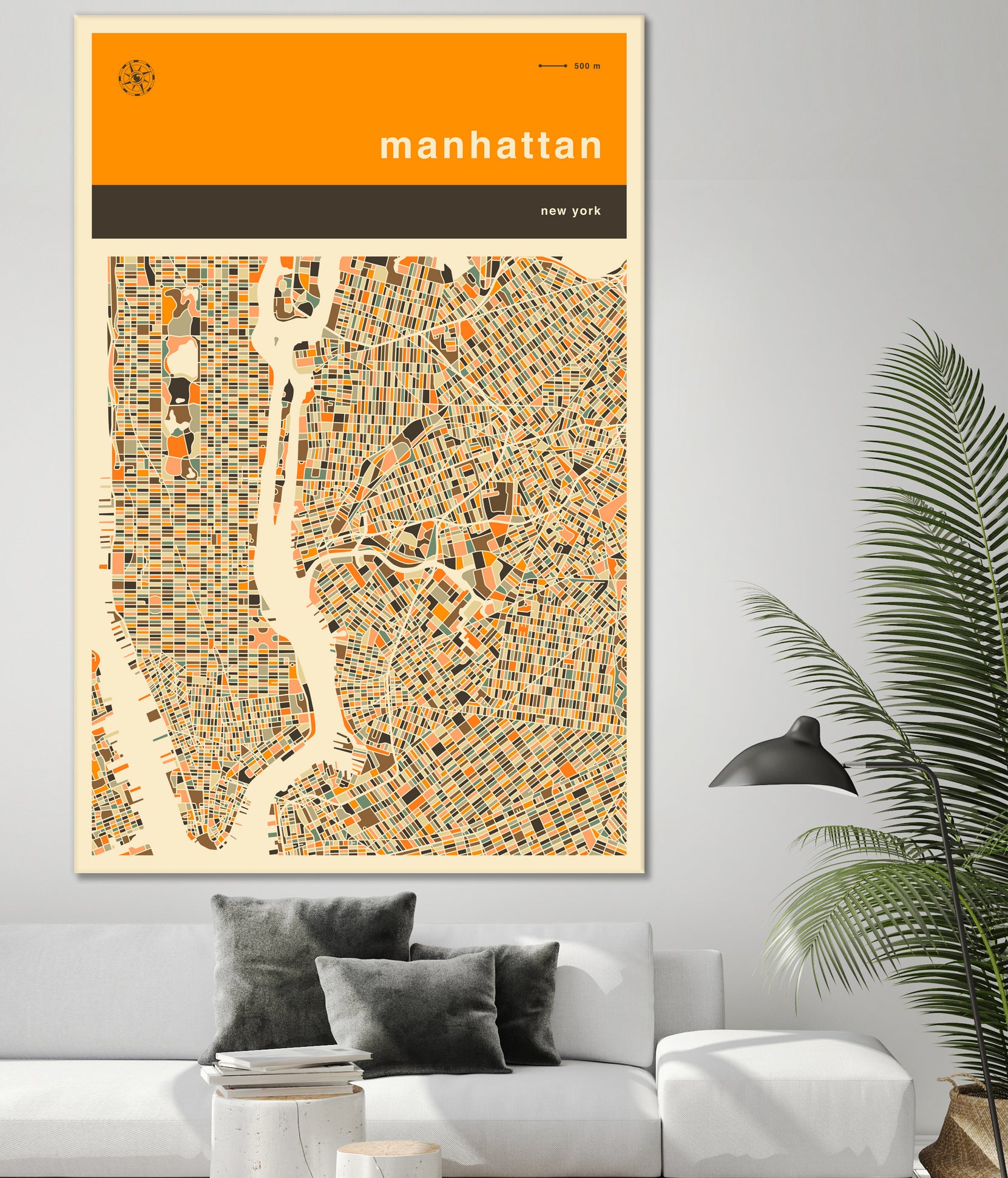 Manhattan Map by Jazzberry Blue on GIANT ART - orange vector illustration