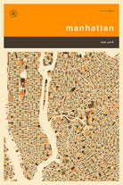 Manhattan Map by Jazzberry Blue on GIANT ART - orange vector illustration