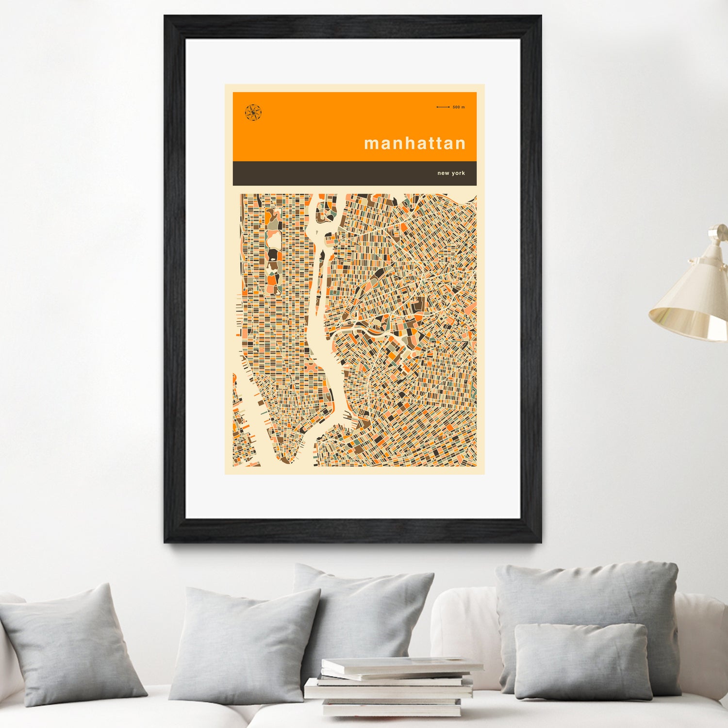 Manhattan Map by Jazzberry Blue on GIANT ART - orange vector illustration