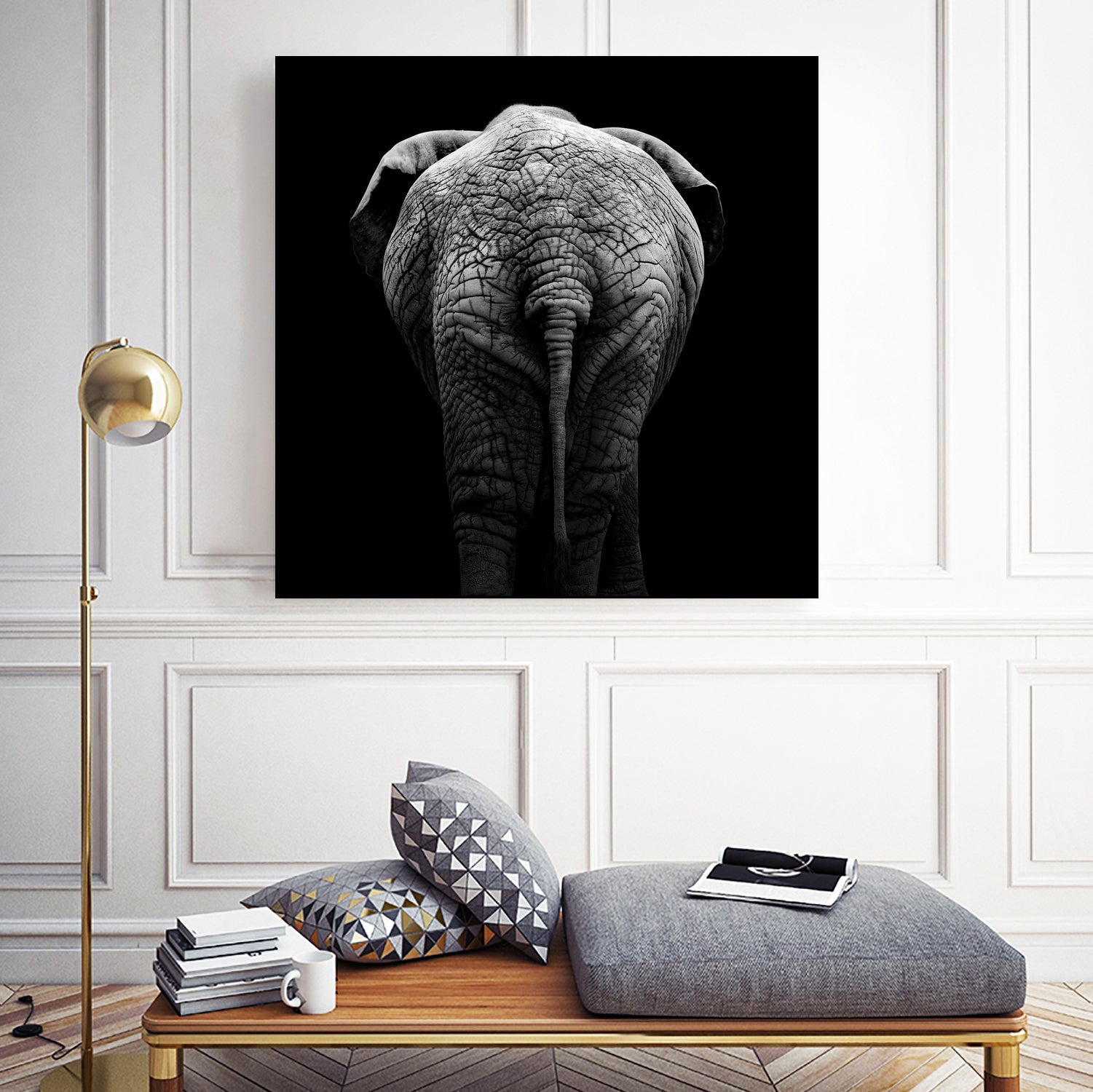 Elephant In Black And White by Lukas Holas on GIANT ART - black photo manipulation