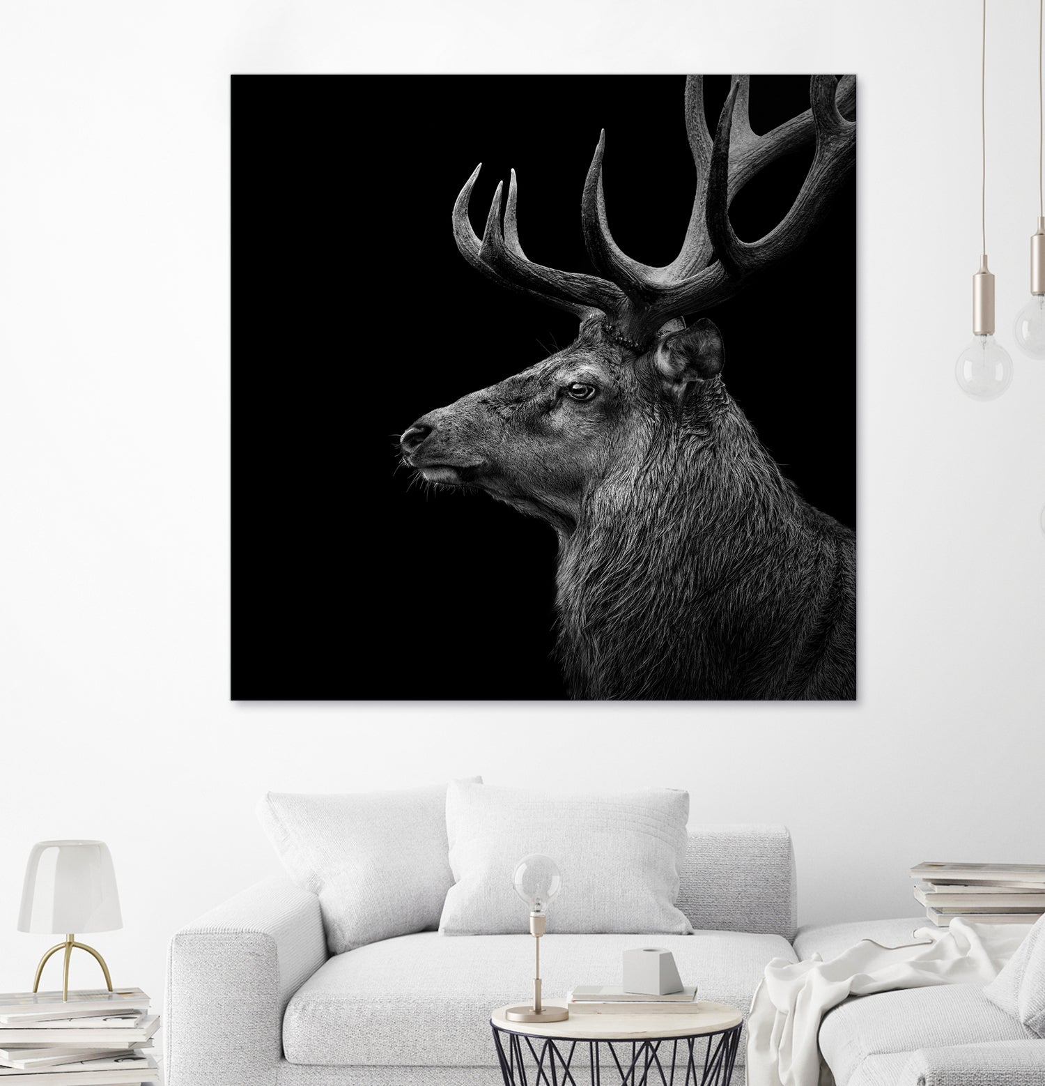 Deer In Black And White by Lukas Holas on GIANT ART - black photo manipulation