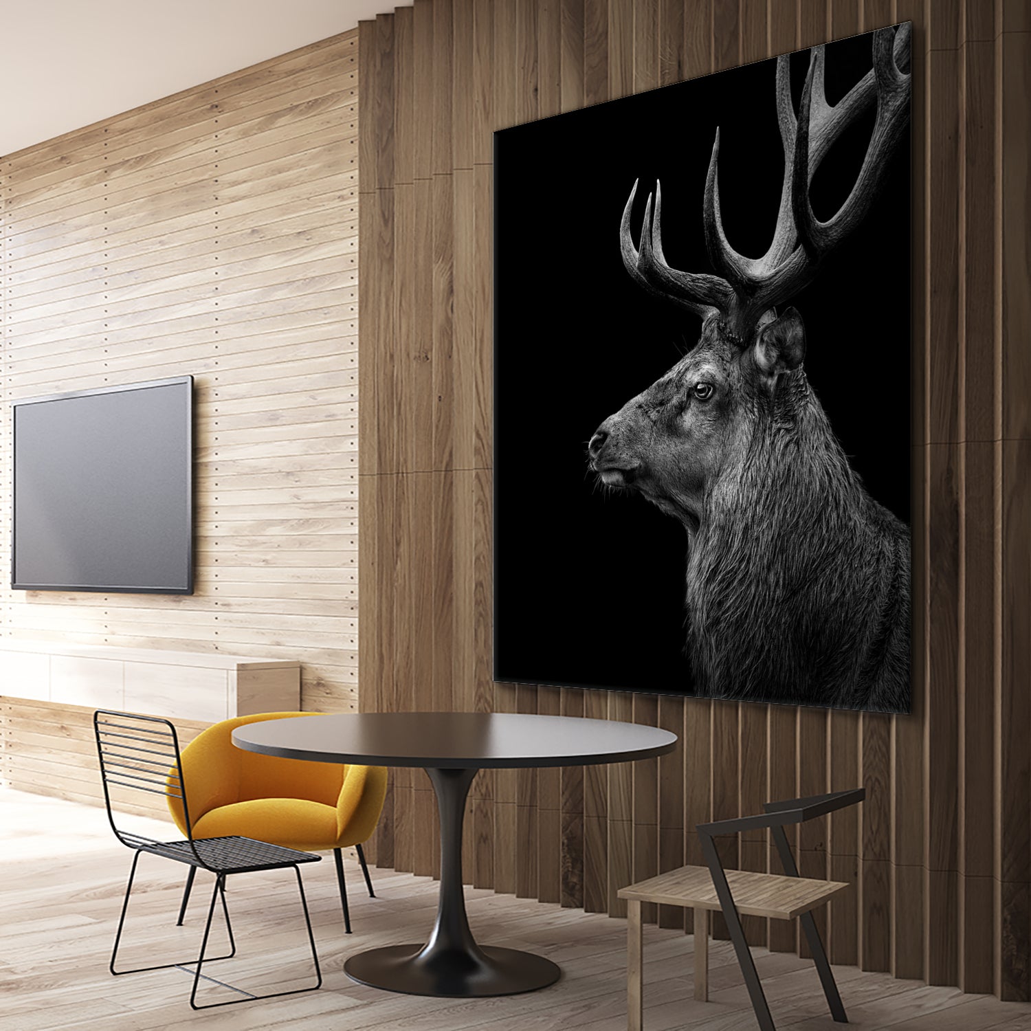 Deer In Black And White by Lukas Holas on GIANT ART - black photo manipulation