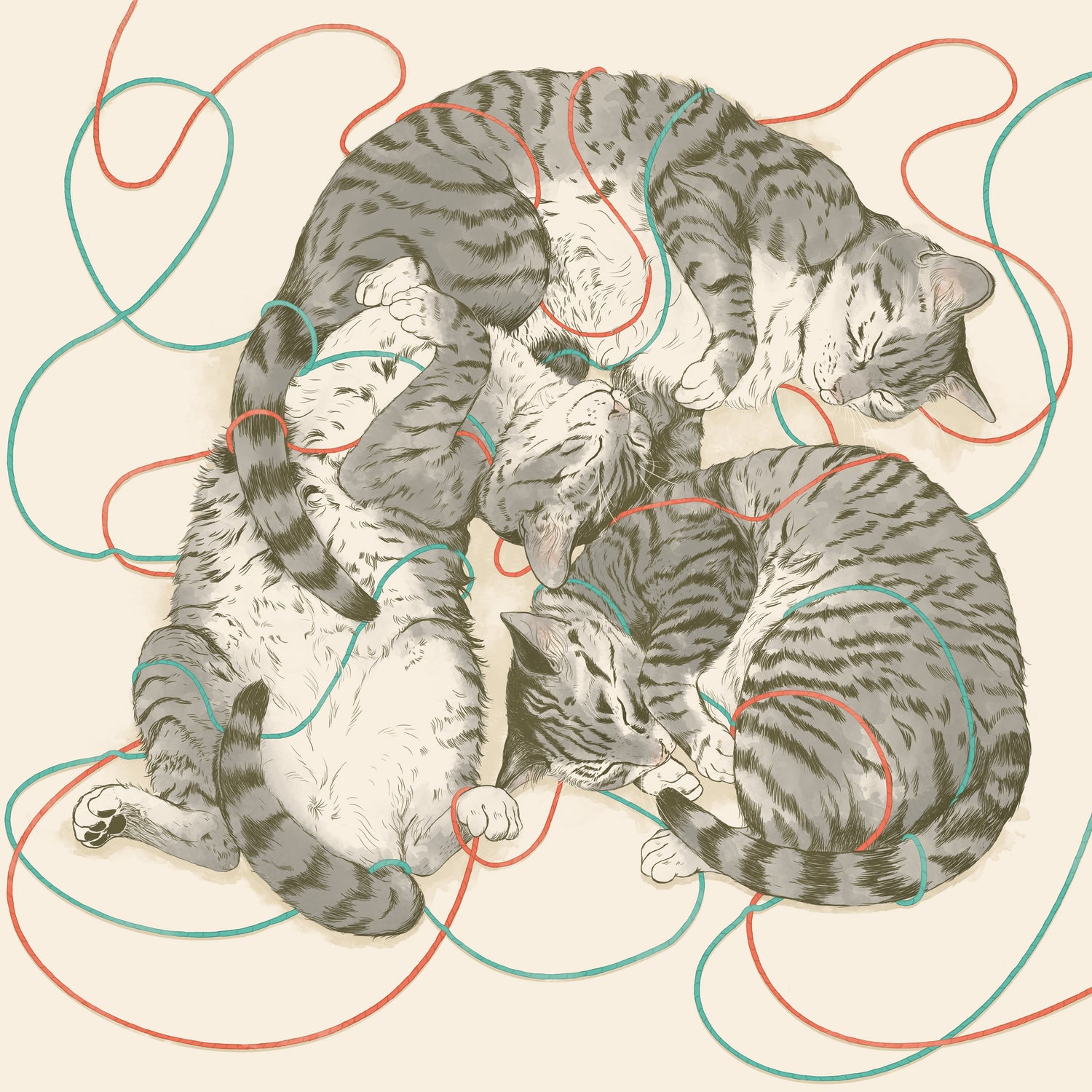 cats by Laura Graves on GIANT ART - gray digital drawing