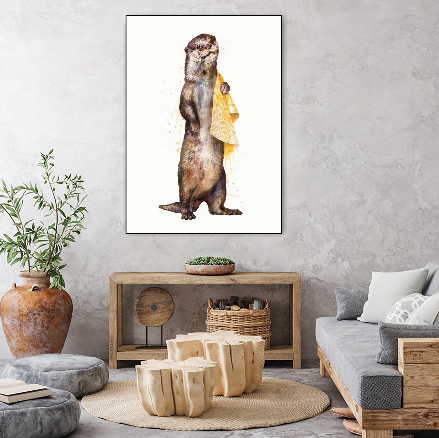 Otter by Laura Graves on GIANT ART - yellow digital painting