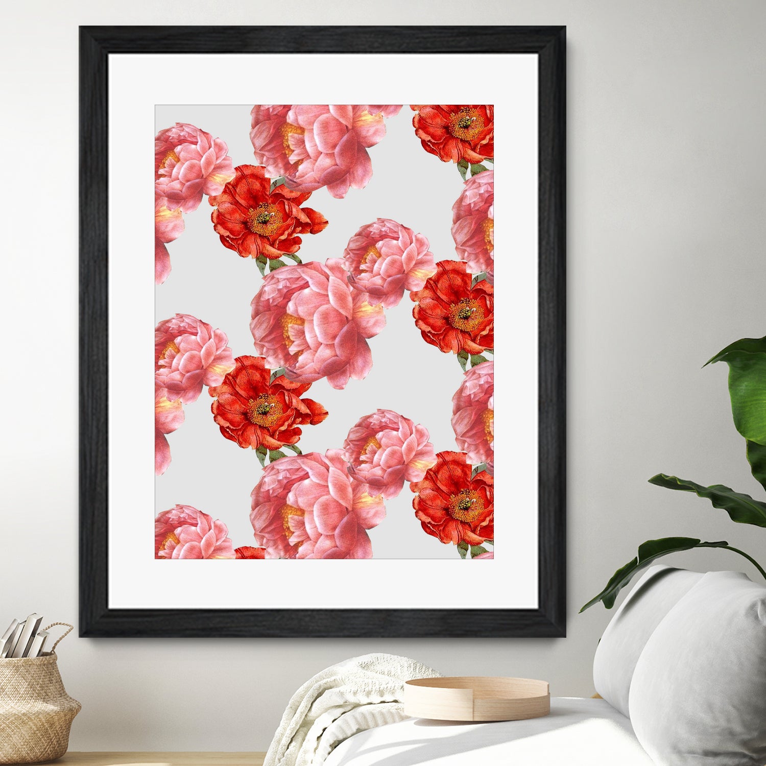 Vintage Floral by laura redburn on GIANT ART - red mixed media