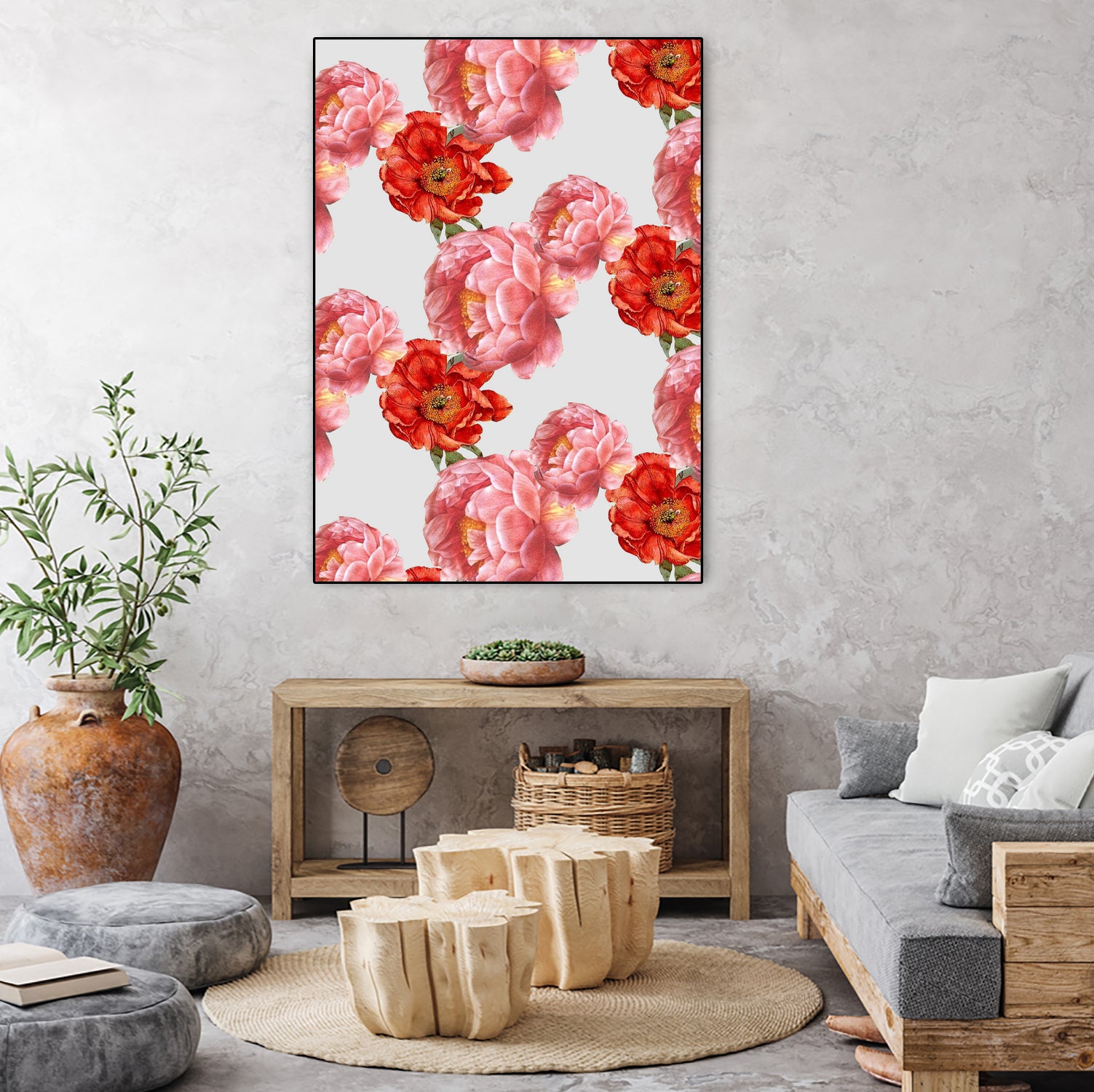 Vintage Floral by laura redburn on GIANT ART - red mixed media