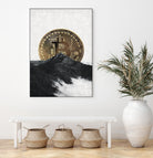 Bitcoin rising behind the mountain by Menelaos Trompoukis on GIANT ART - gray digital painting