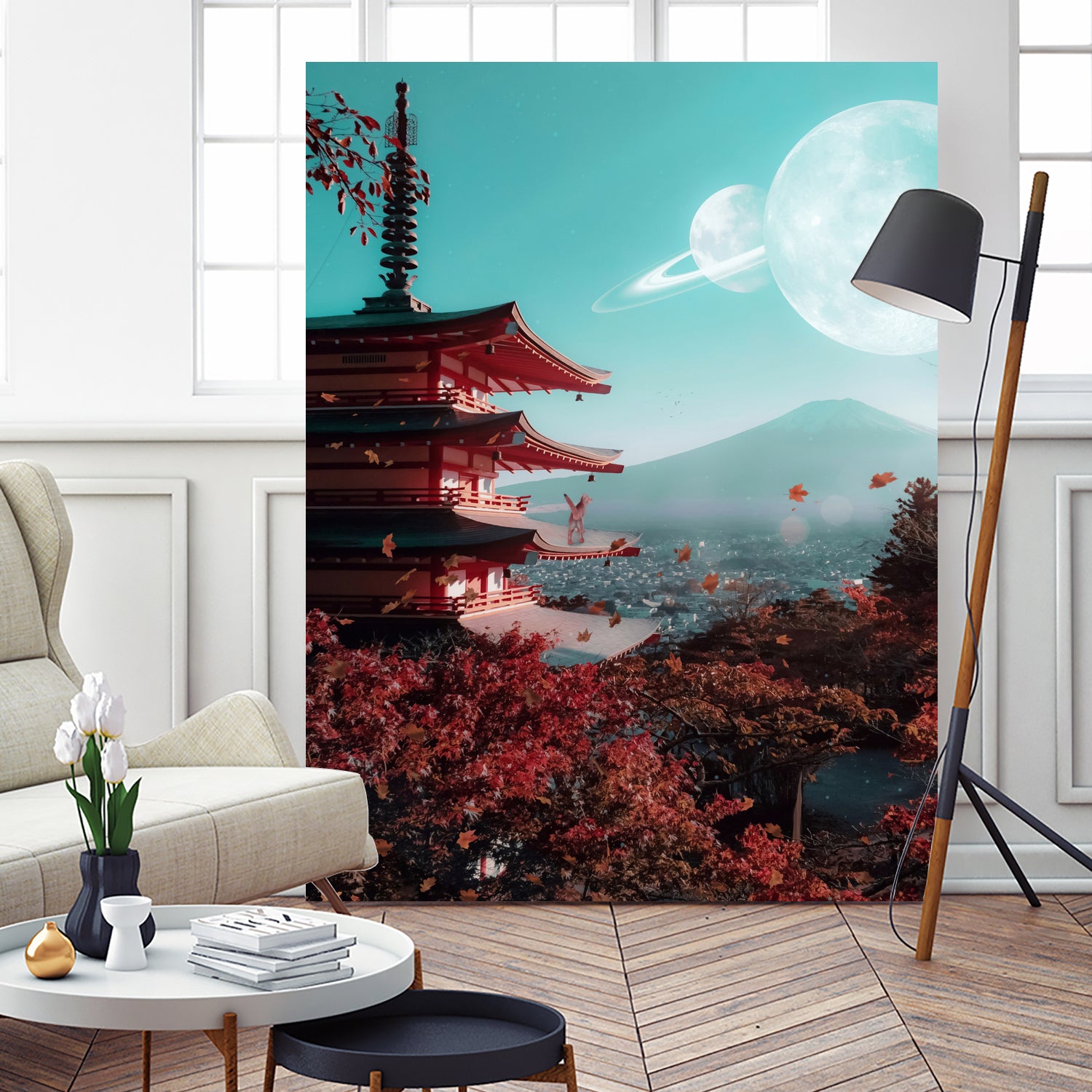 Abyssinian Cat in Japan by Rigaud Mickaël on GIANT ART - red digital painting