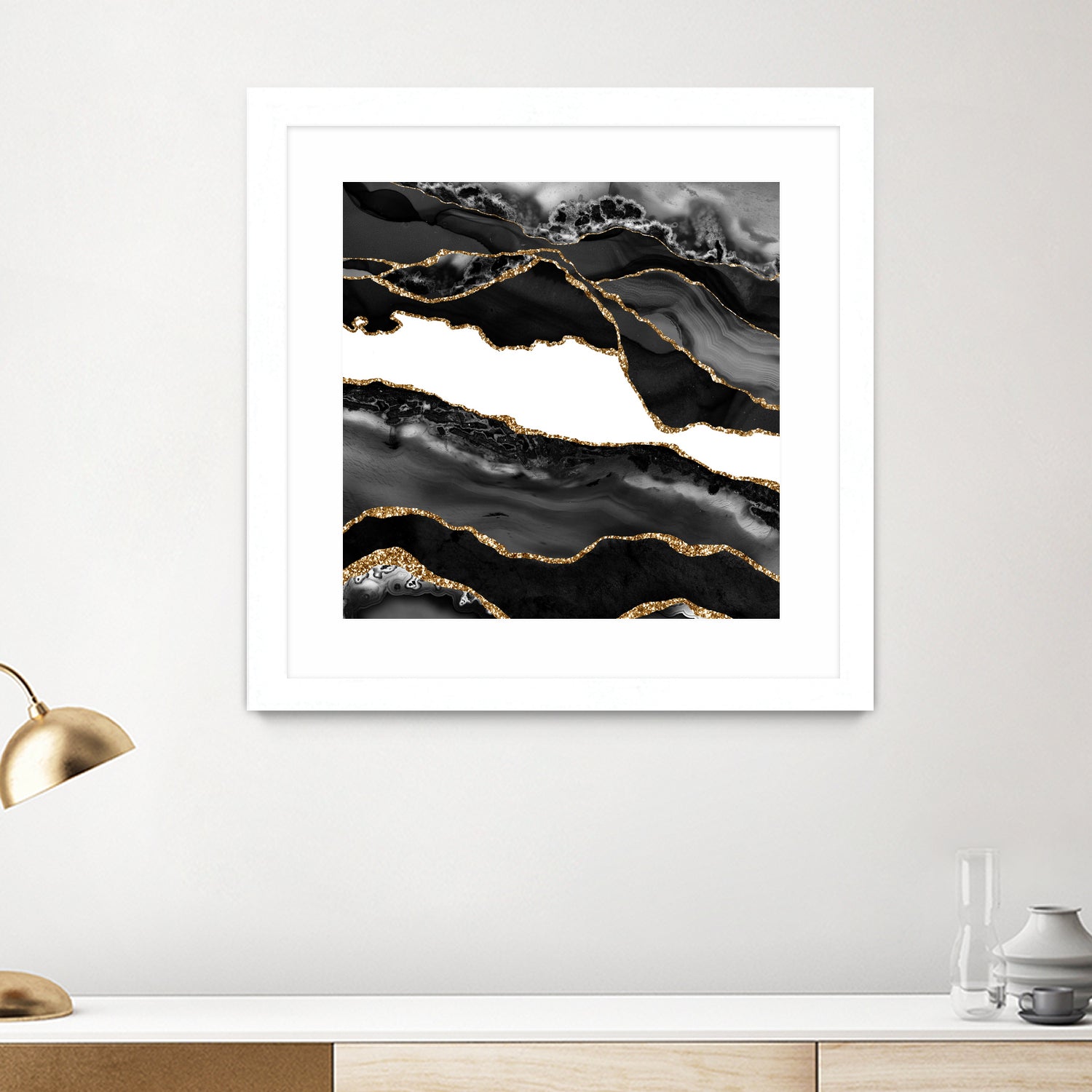 Black & Gold Agate Texture 06 by Isabel Muñoz on GIANT ART - black digital painting