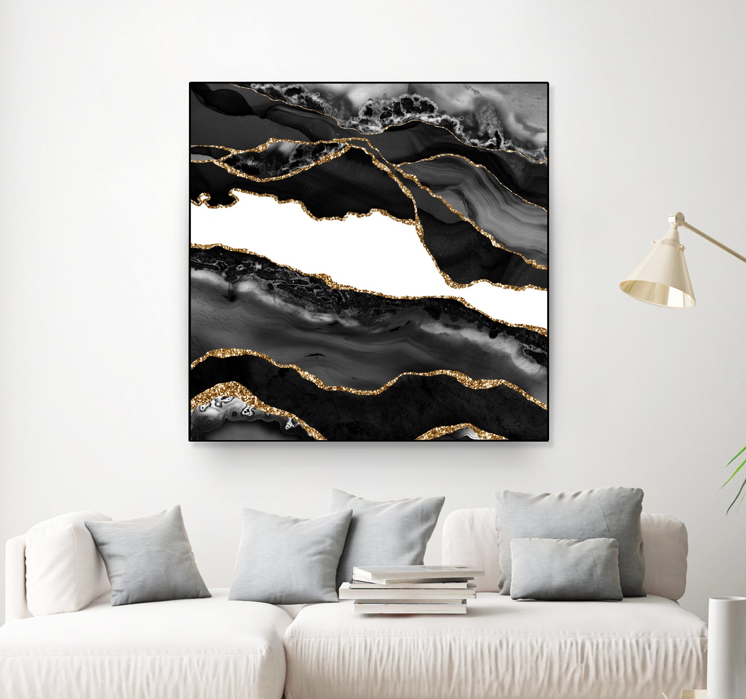 Black & Gold Agate Texture 06 by Isabel Muñoz on GIANT ART - black digital painting