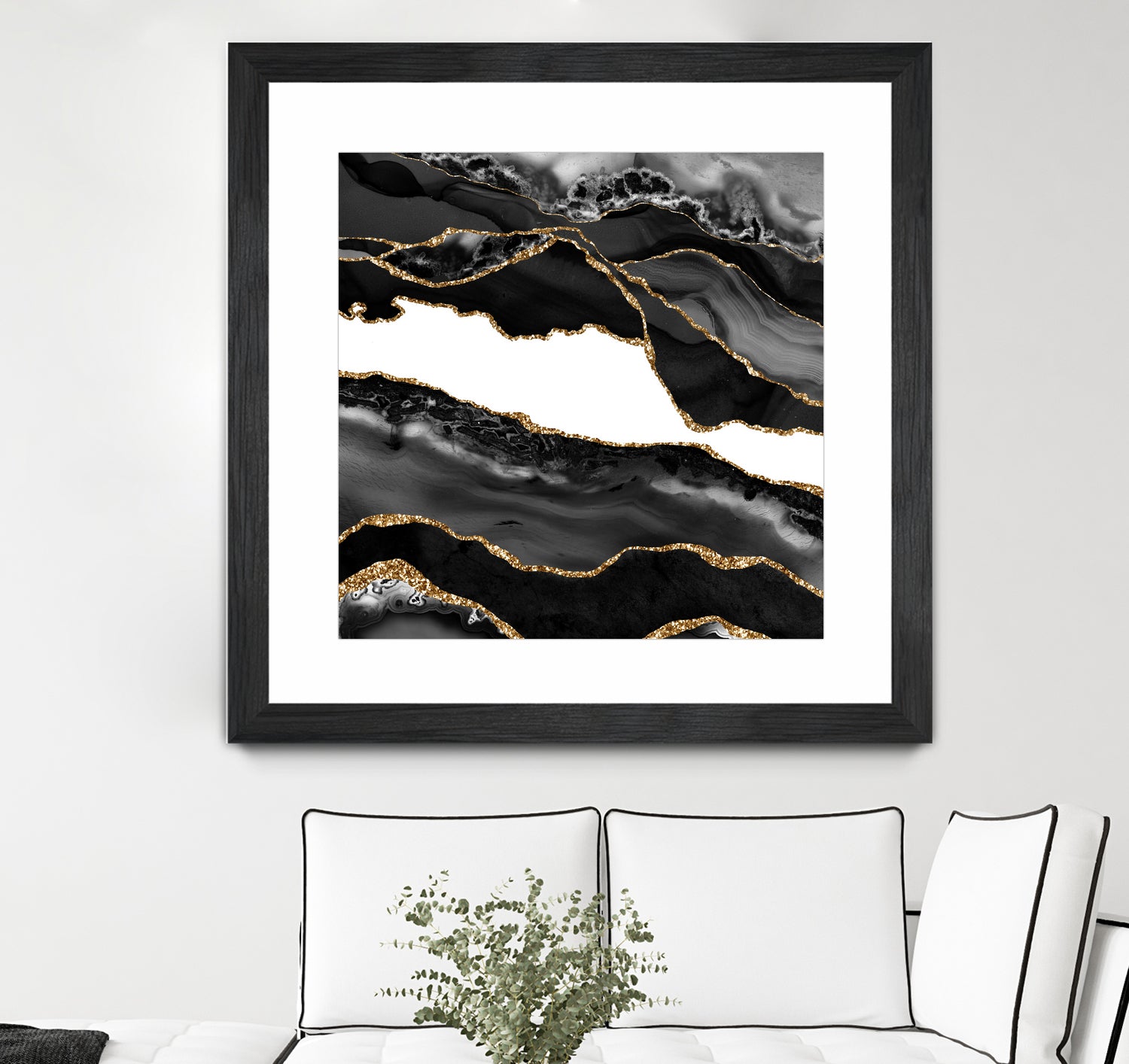 Black & Gold Agate Texture 06 by Isabel Muñoz on GIANT ART - black digital painting