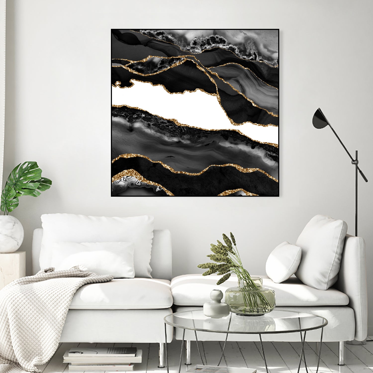 Black & Gold Agate Texture 06 by Isabel Muñoz on GIANT ART - black digital painting