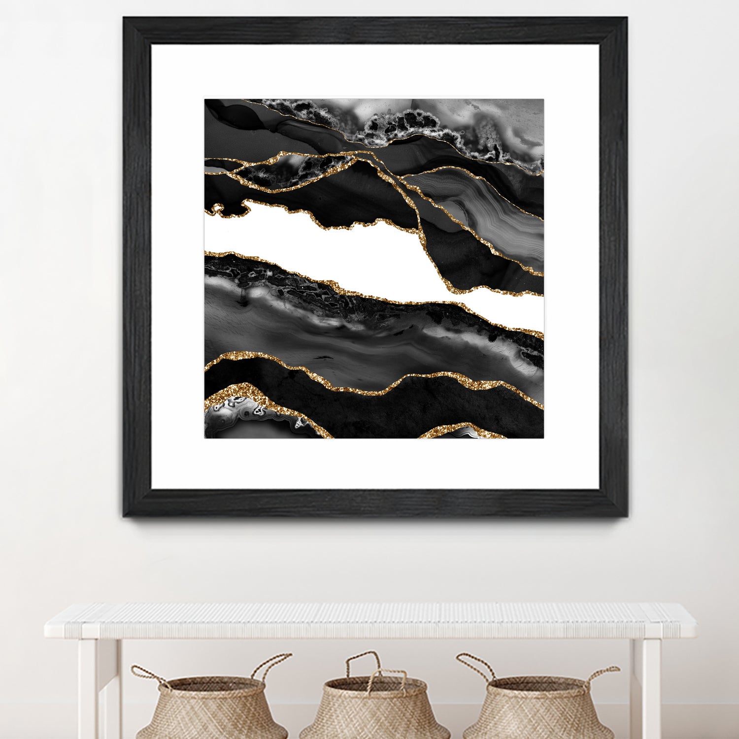 Black & Gold Agate Texture 06 by Isabel Muñoz on GIANT ART - black digital painting