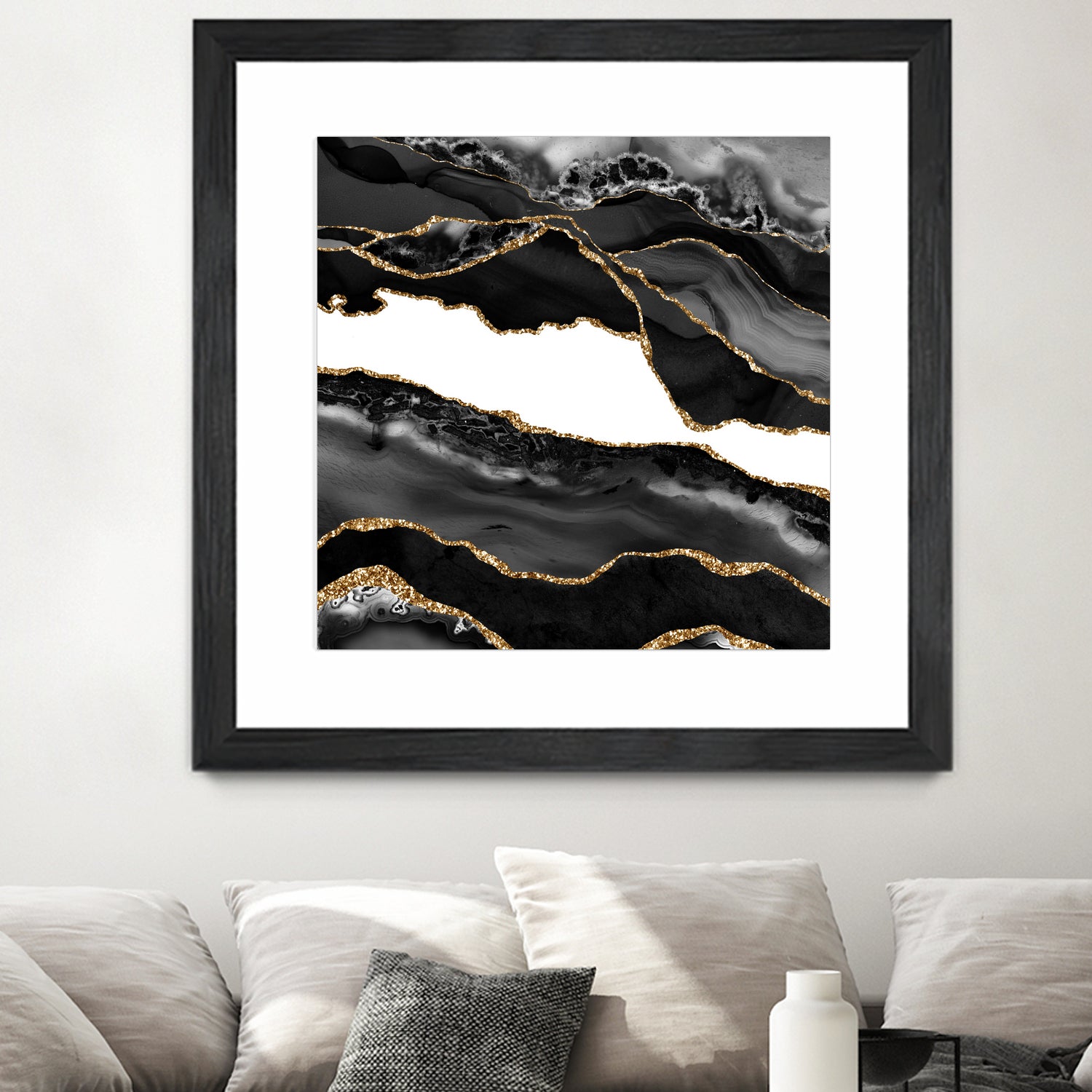 Black & Gold Agate Texture 06 by Isabel Muñoz on GIANT ART - black digital painting