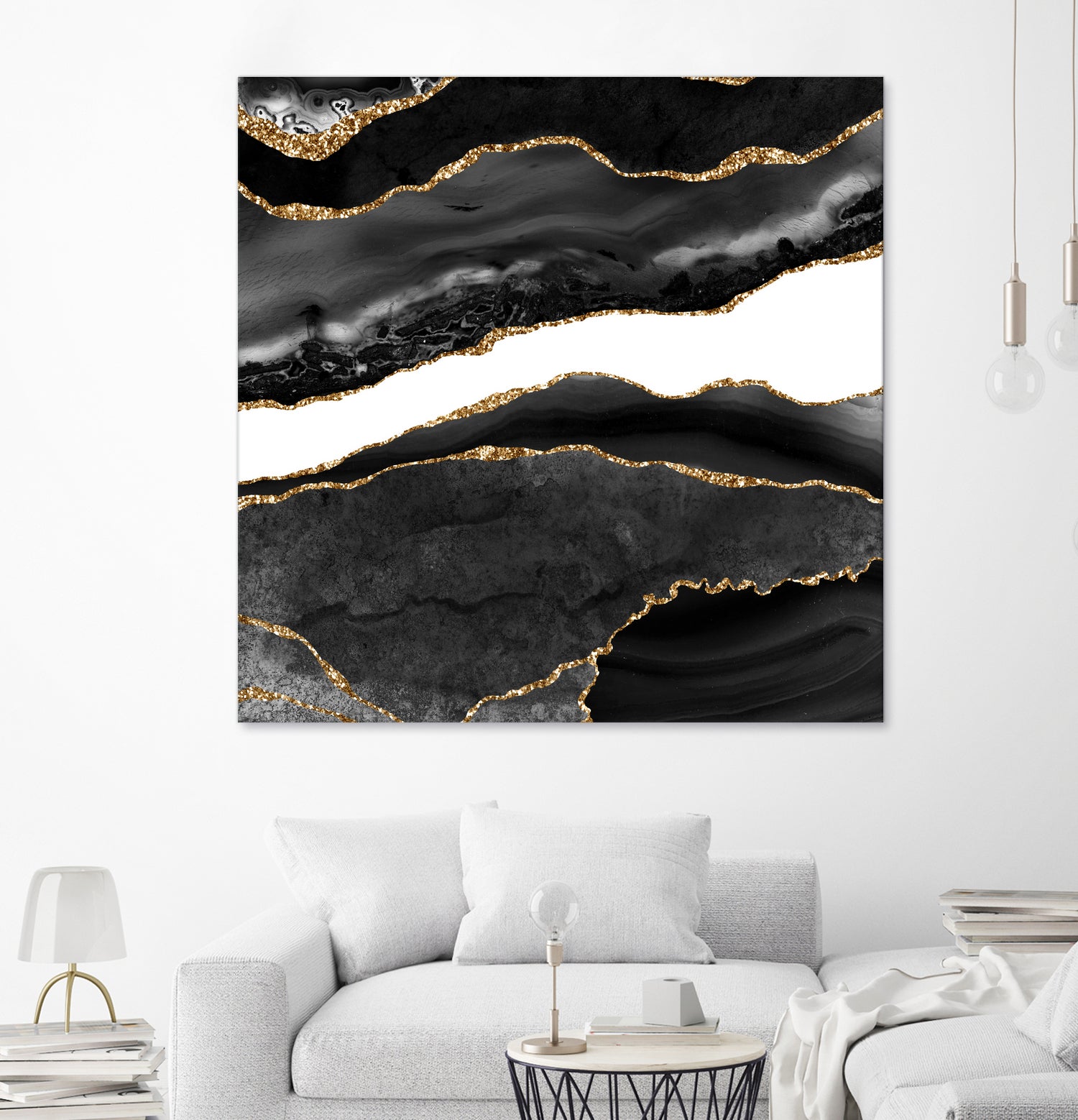 Black & Gold Agate Texture 08 by Isabel Muñoz on GIANT ART - black digital painting