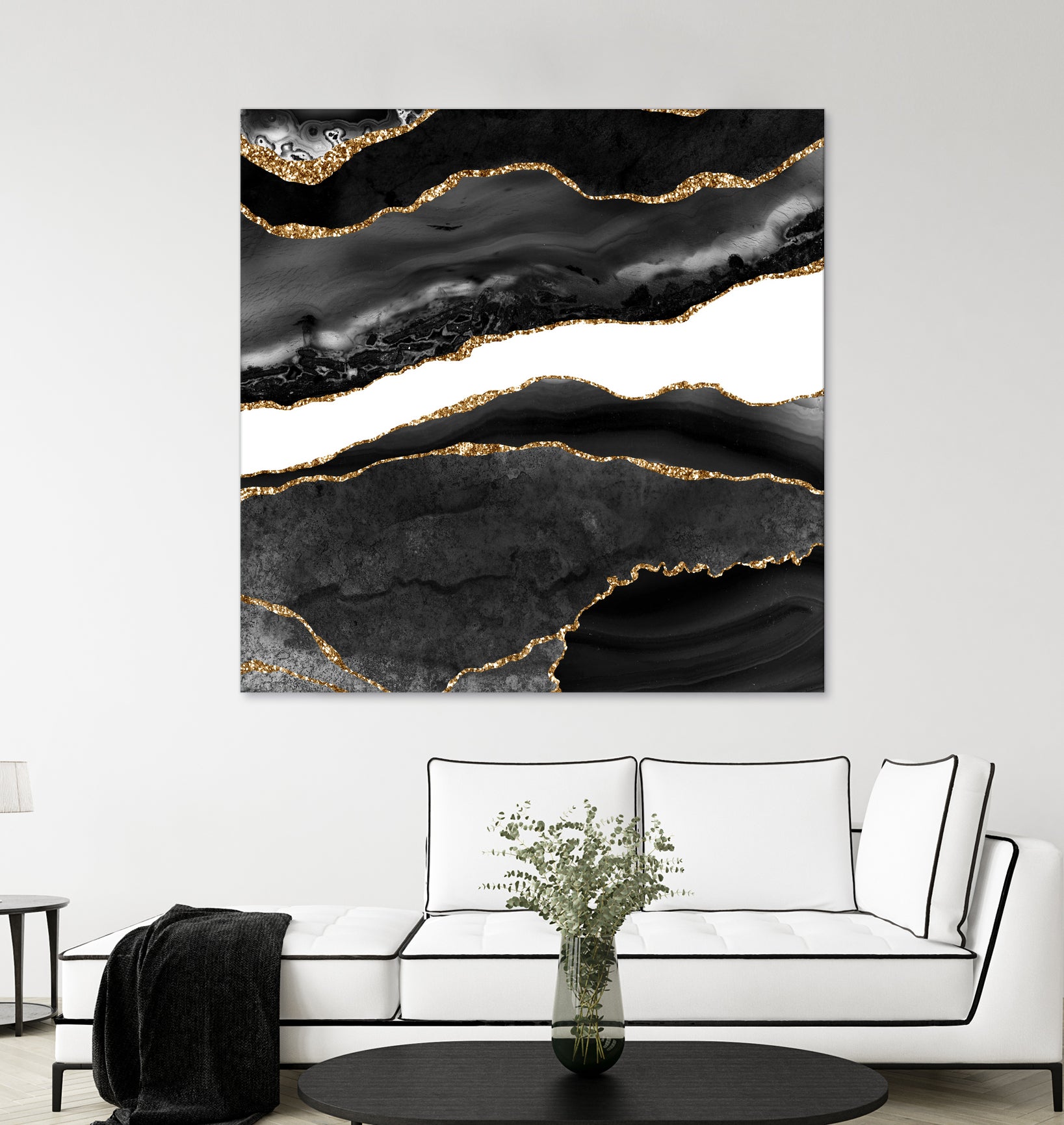 Black & Gold Agate Texture 08 by Isabel Muñoz on GIANT ART - black digital painting