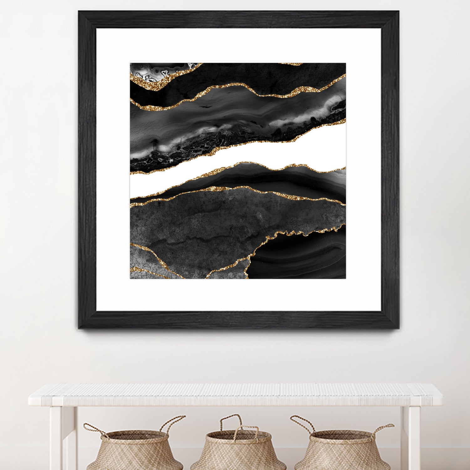 Black & Gold Agate Texture 08 by Isabel Muñoz on GIANT ART - black digital painting