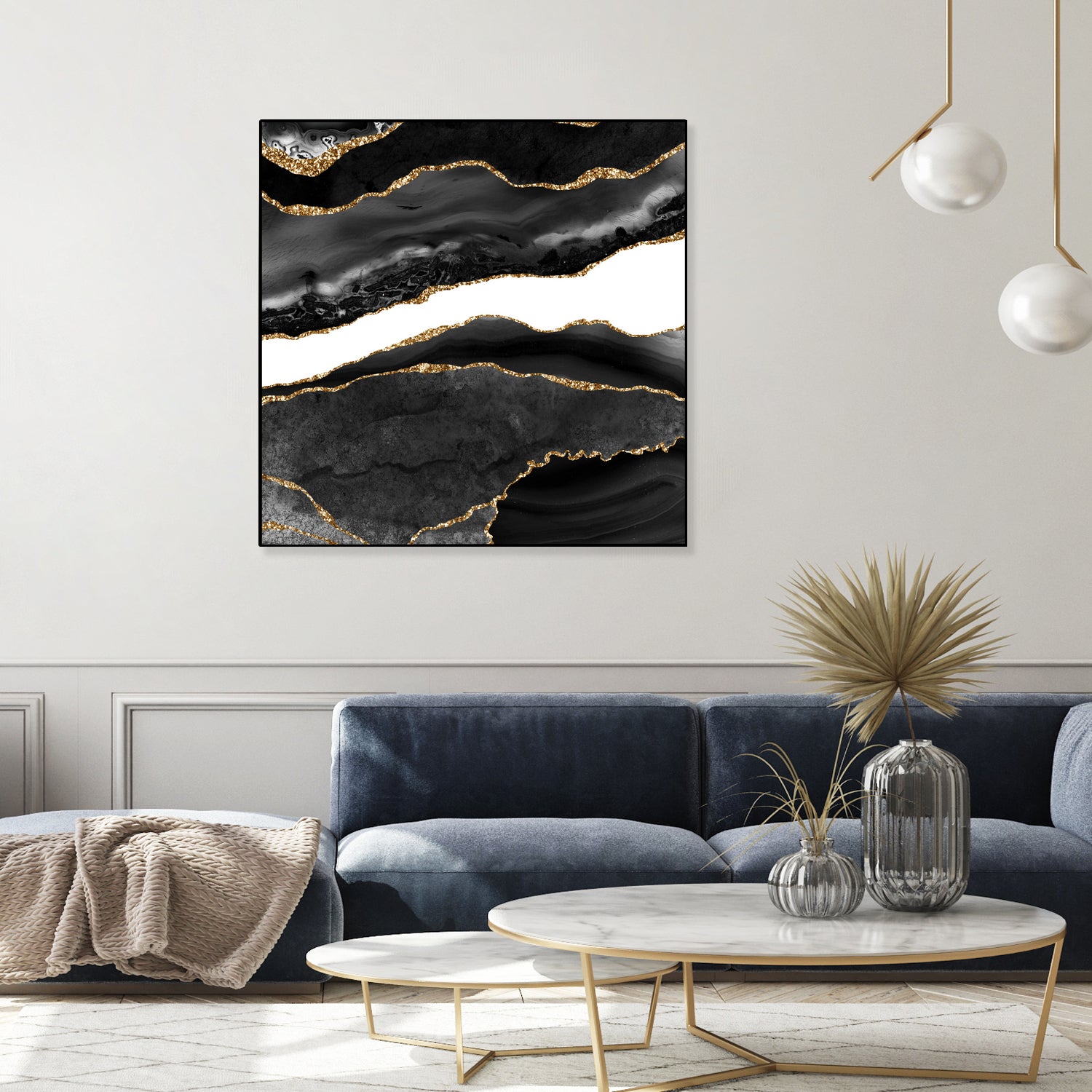 Black & Gold Agate Texture 08 by Isabel Muñoz on GIANT ART - black digital painting