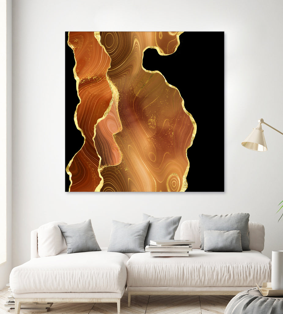 Orange Gold Agate Texture 03 by Isabel Muñoz on GIANT ART - orange digital painting