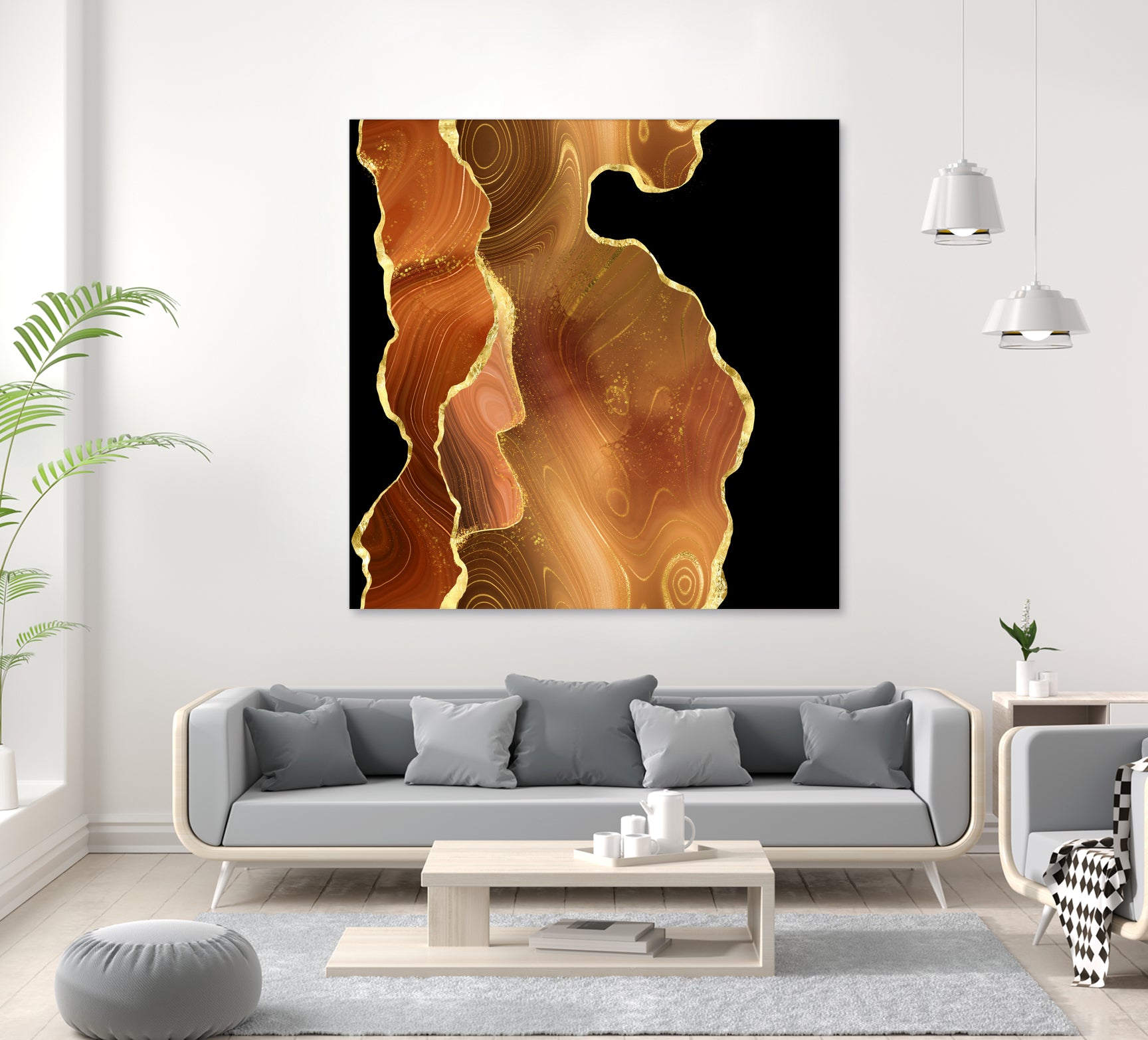 Orange Gold Agate Texture 03 by Isabel Muñoz on GIANT ART - orange digital painting