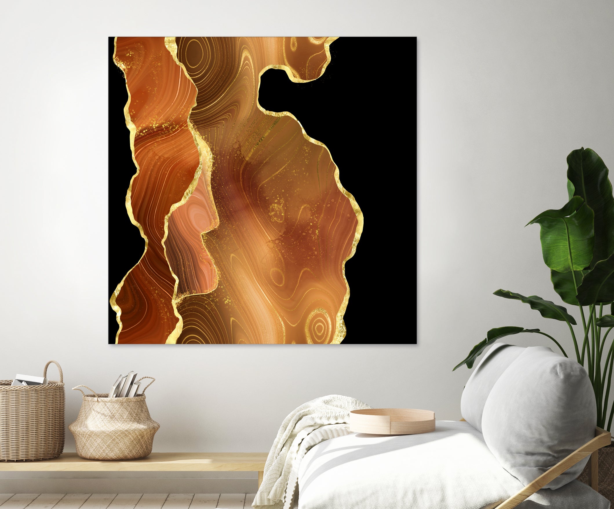 Orange Gold Agate Texture 03 by Isabel Muñoz on GIANT ART - orange digital painting