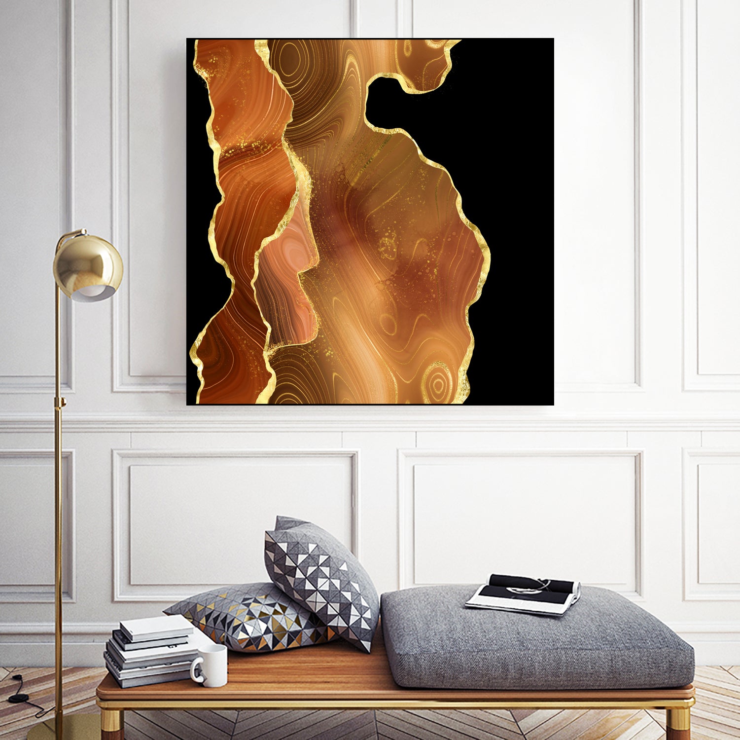 Orange Gold Agate Texture 03 by Isabel Muñoz on GIANT ART - orange digital painting