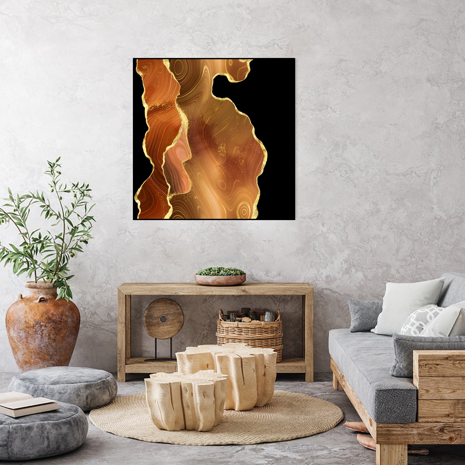 Orange Gold Agate Texture 03 by Isabel Muñoz on GIANT ART - orange digital painting