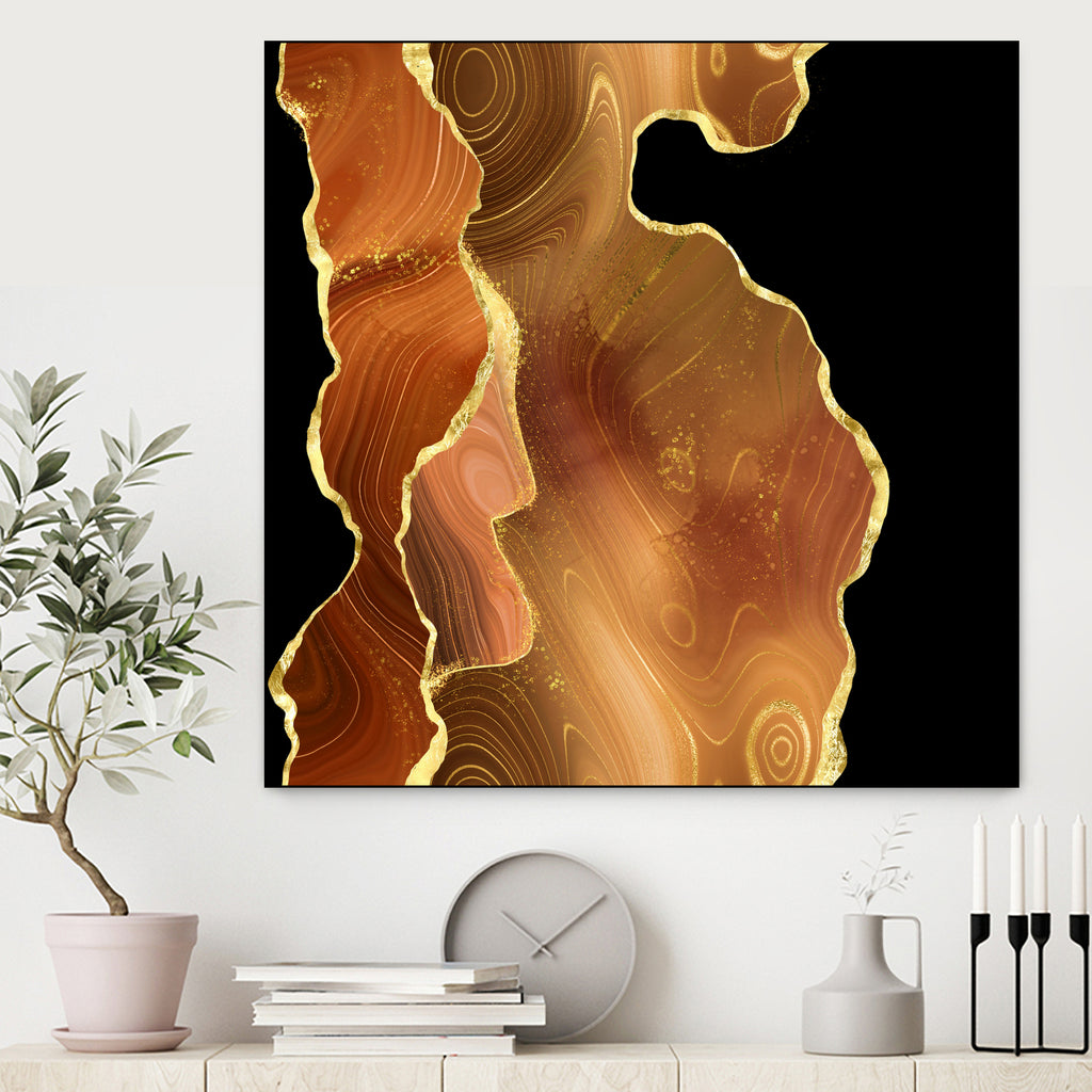 Orange Gold Agate Texture 03 by Isabel Muñoz on GIANT ART - orange digital painting