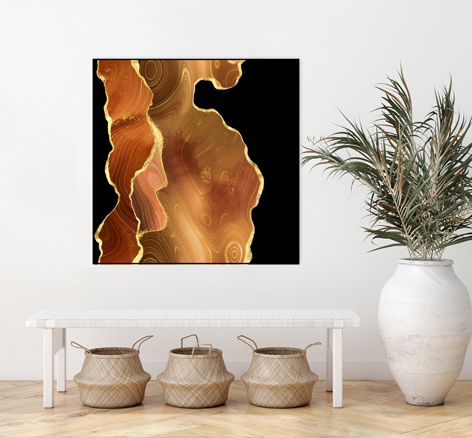 Orange Gold Agate Texture 03 by Isabel Muñoz on GIANT ART - orange digital painting