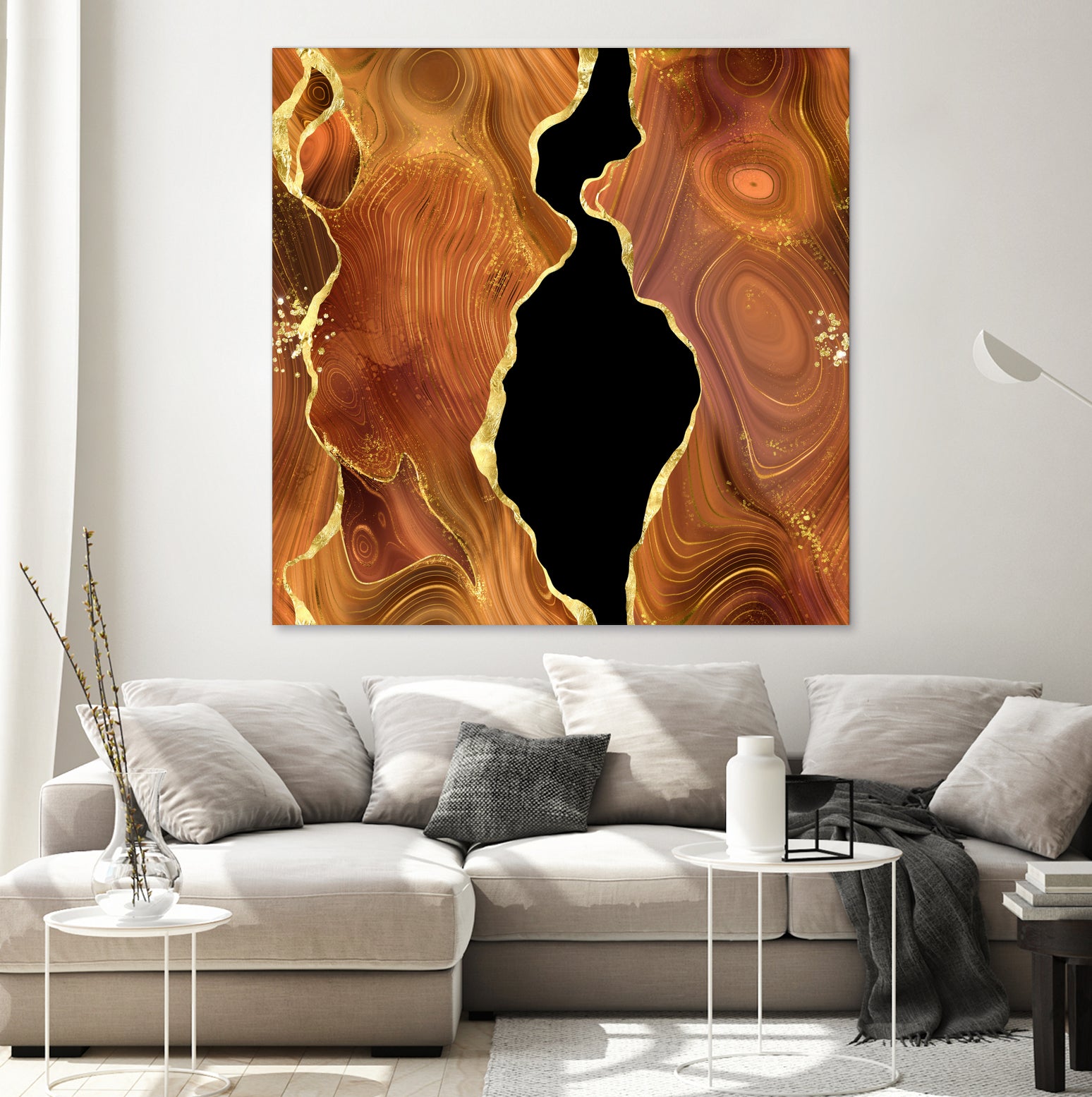 Orange Gold Agate Texture 04 by Isabel Muñoz on GIANT ART - orange digital painting