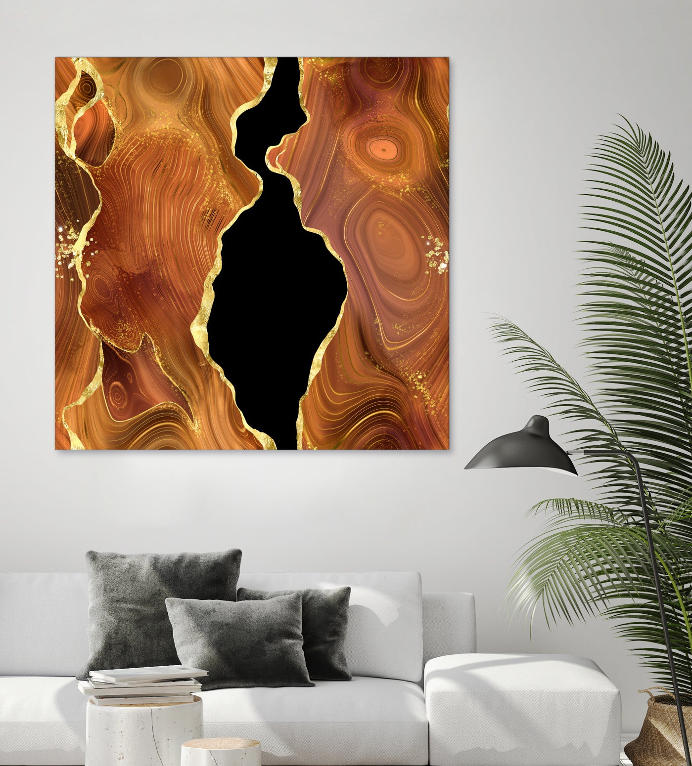 Orange Gold Agate Texture 04 by Isabel Muñoz on GIANT ART - orange digital painting