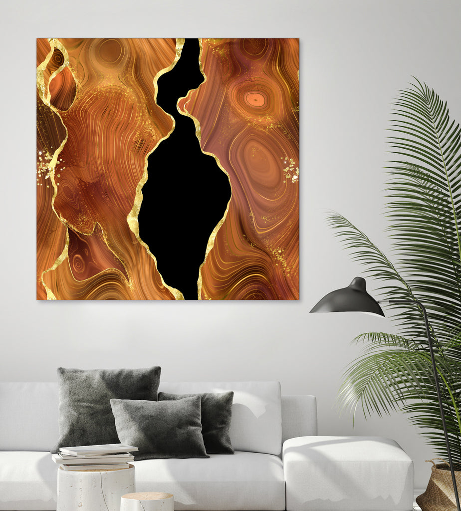 Orange Gold Agate Texture 04 by Isabel Muñoz on GIANT ART - orange digital painting