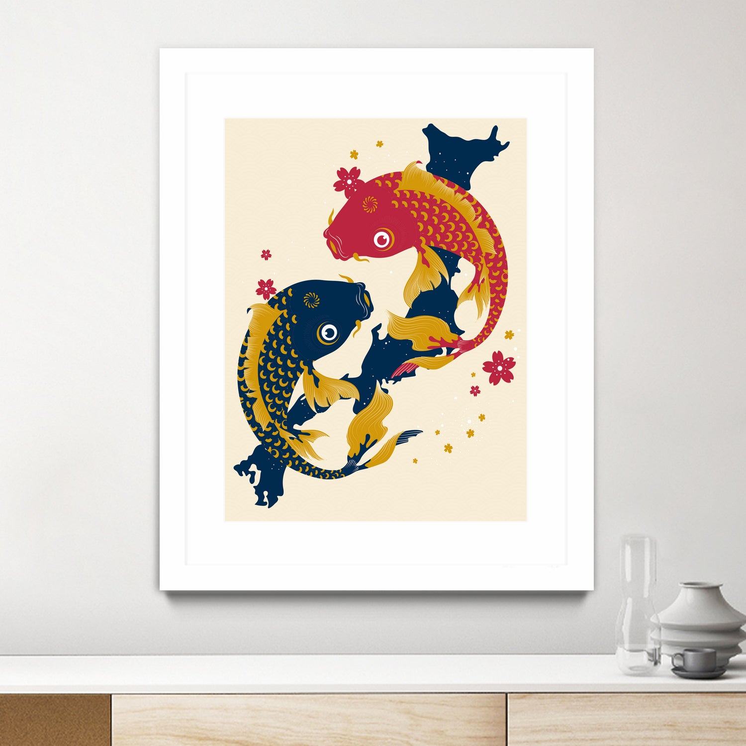 Koi Fish Japan Red Blue Illustrations by Edo Agus Setiawan on GIANT ART - yellow photo illustration