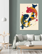 Koi Fish Japan Red Blue Illustrations by Edo Agus Setiawan on GIANT ART - yellow photo illustration